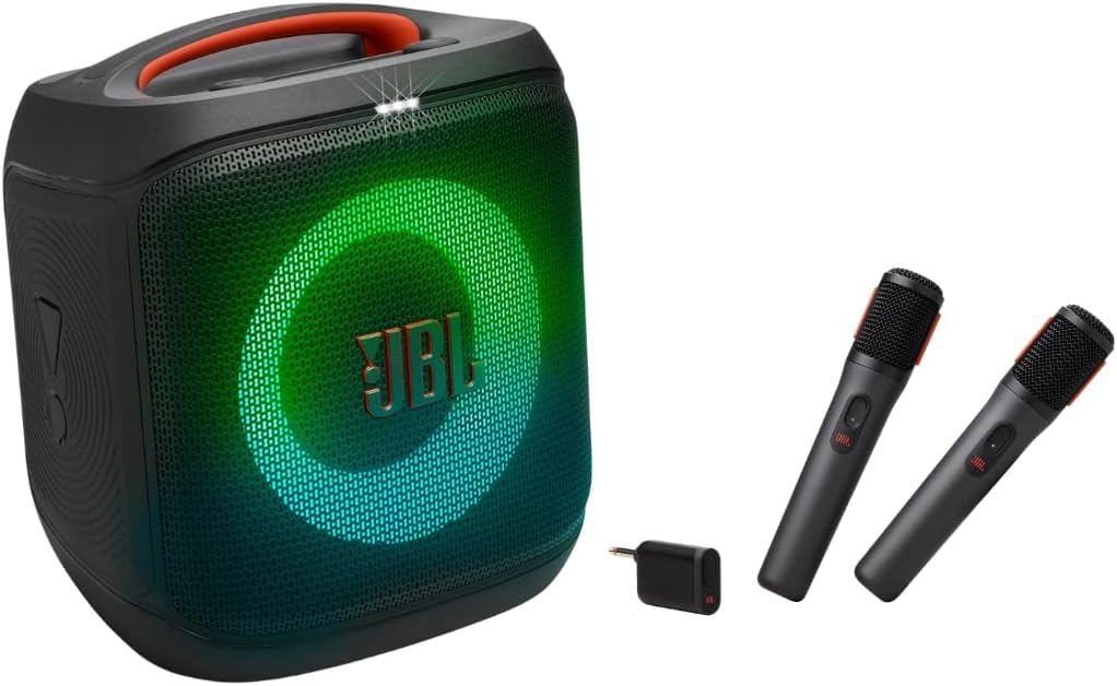 JBL PartyBox Encore Essential 2 - Portable Battery-Powered Party Speaker with JBL PartyBox Wireless Mic - 2X Digital Wireless Microphones Bundle