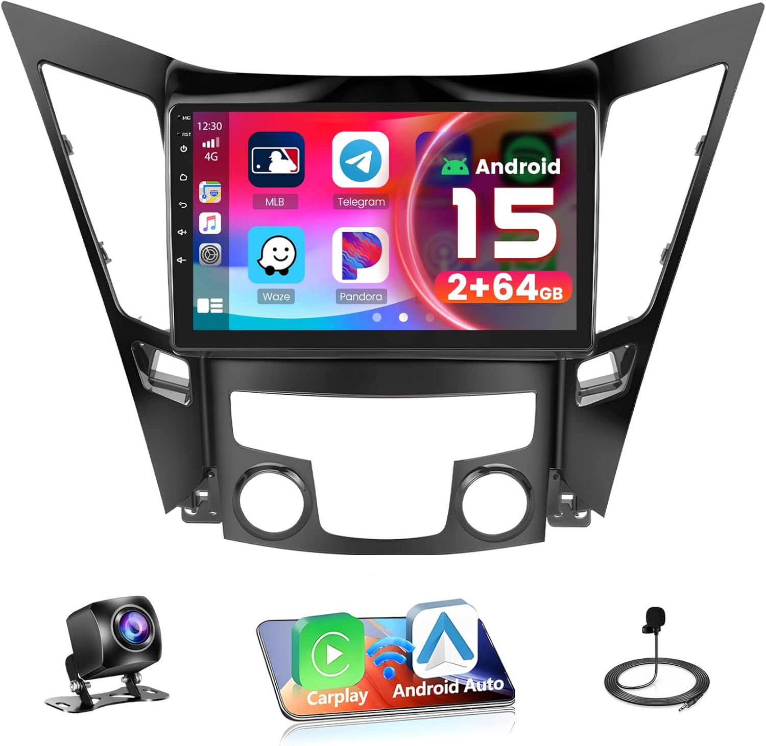 [4Core 64G] Android 15 Car Stereo for Hyundai Sonata 2010-2014, Hikity 9