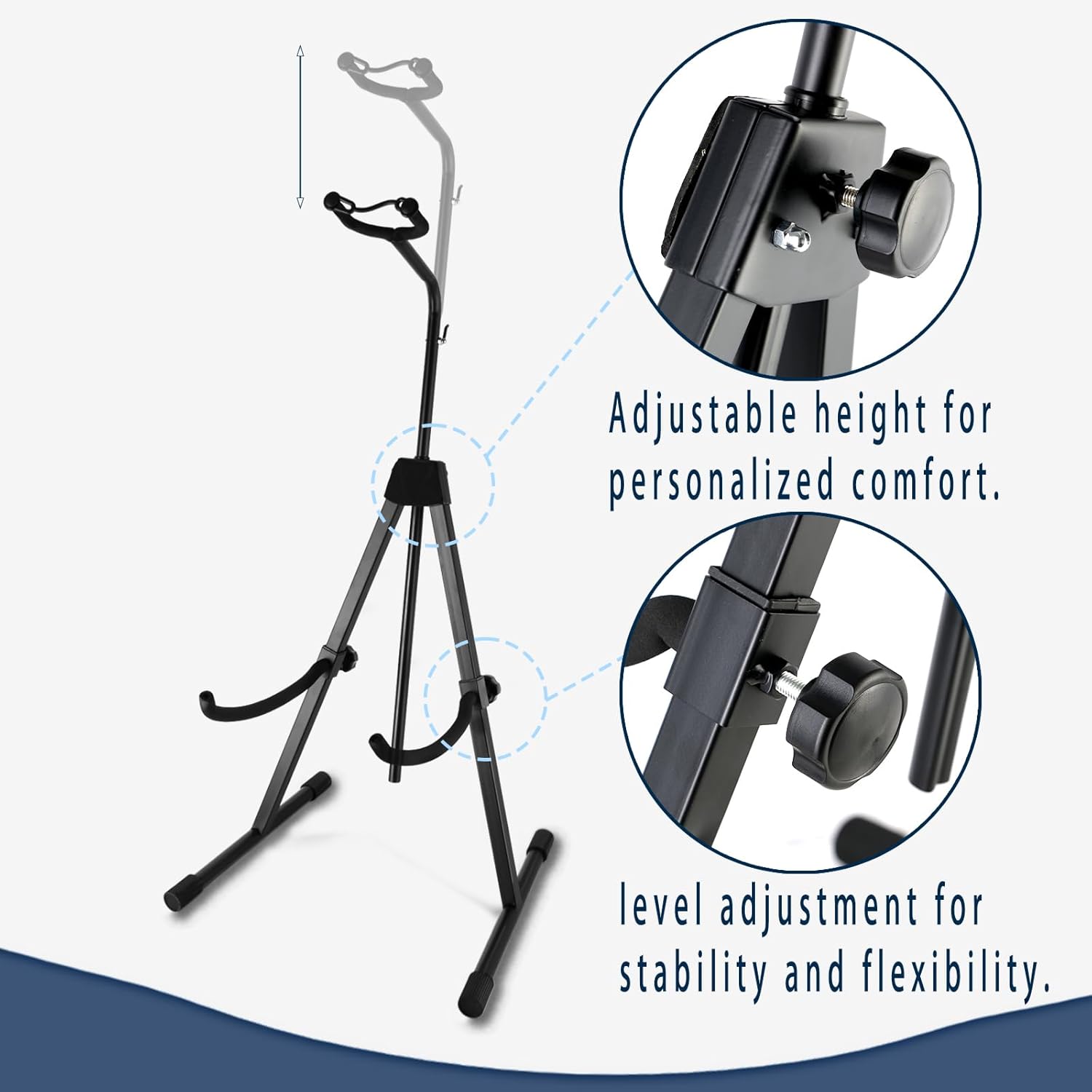 EASTROCK Double Bass Stand - Sturdy and Portable for Upright Bass, Violin, Cello, Fiddle, and Contrabass - Versatile Adjustable Folding Stand (Black)