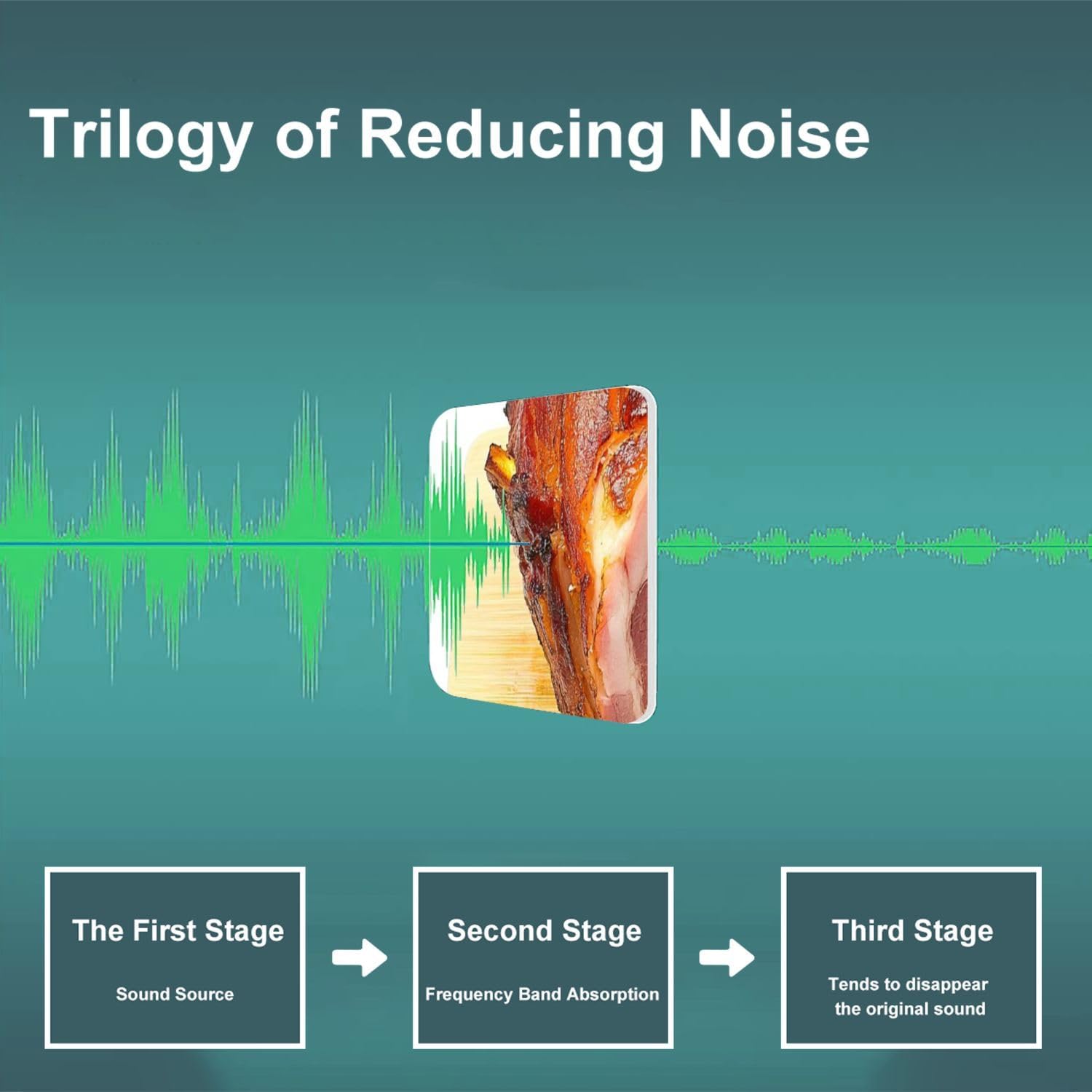 Art Acoustic Panels Self Adhesive Roast pork gammon joint 9Packs Decorative Soundproof Wall Panels Large Sound Absorbing Panels for Home Office 60