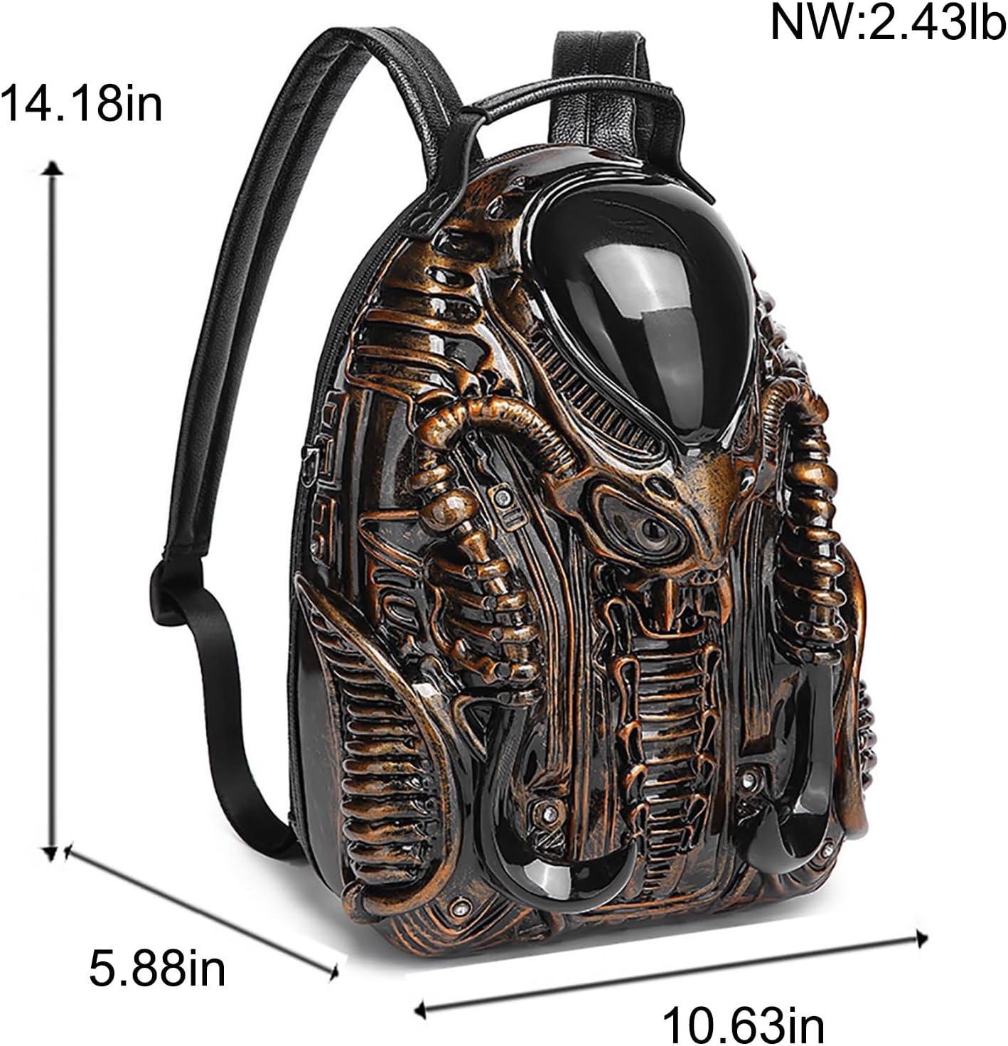 Men and Women Cool Xenomorph Shaped Backpack PVC Unique Novelty Alien Purse