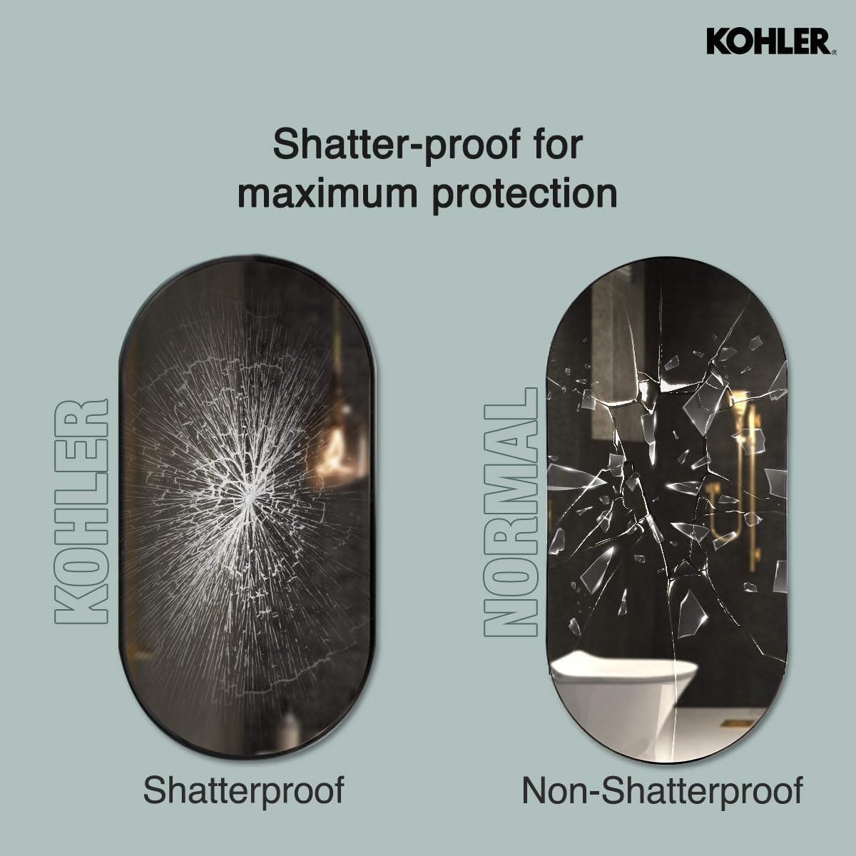 Kohler Essential 20. in. W x 40 in. H Framed Oval Wall Mount Vanity Mirror in Matte Black