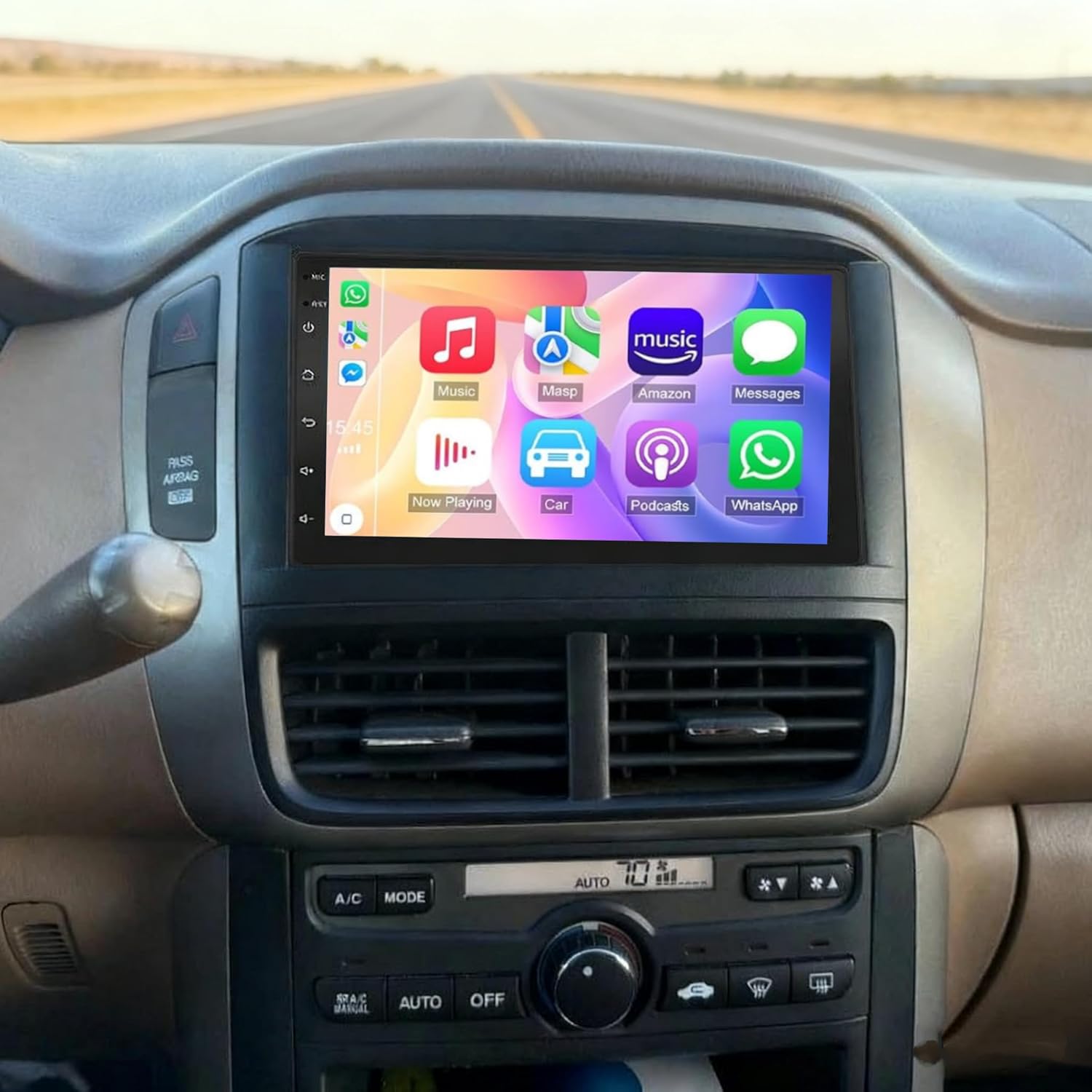 Car Stereo for Honda Pilot 2003-2006 with Wireless with Carplay Android Auto, 7’’ Touch Screen for Pilot Radio Upgrade, GPS, WiFi, HiFi, Bluetooth, FM, SWC, Mic, Backup Cam, 2+32GB