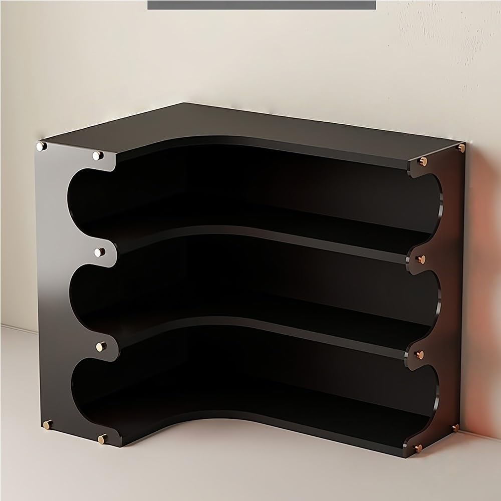 3 Tier Corner Storage Rack, Coffee Cup Holder Wall Mounted, Wall Mount Cup Holder Display Stand for Kitchen and Tea Bar(Black)