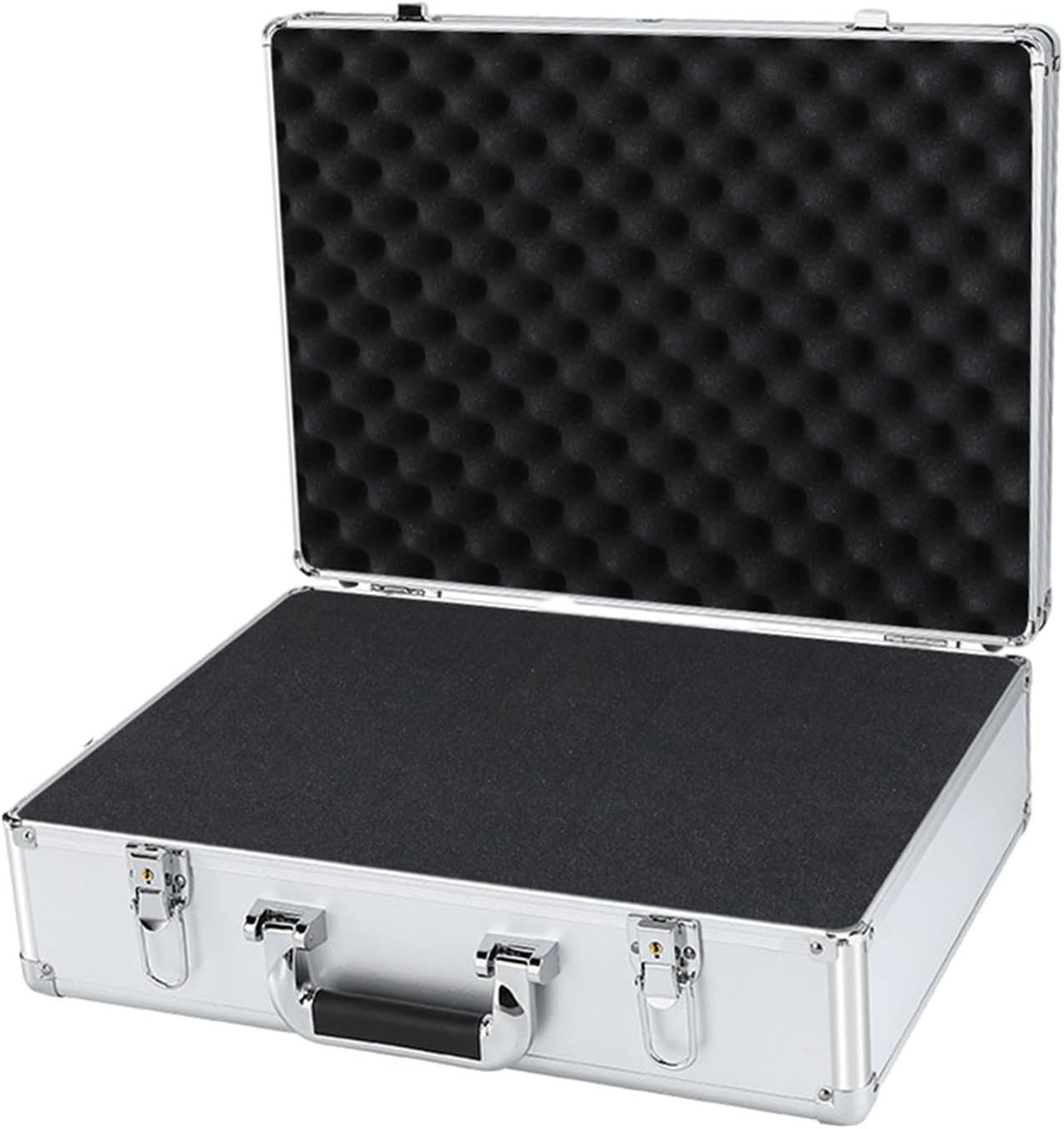 pistro Aluminum Hard Carrying Case For Audio Devices Microphones Cameras With DIY Foam White- key XL