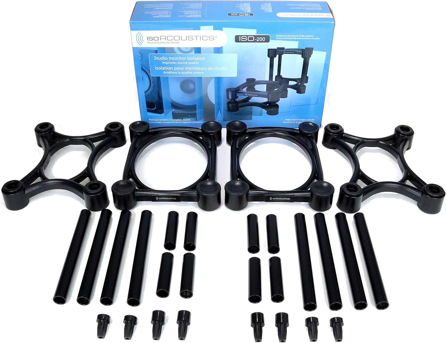 IsoAcoustics Iso-Stand Series Speaker Isolation Stands with Height & Tilt Adjustment: Iso-200 (7.8” x 10”) Pair