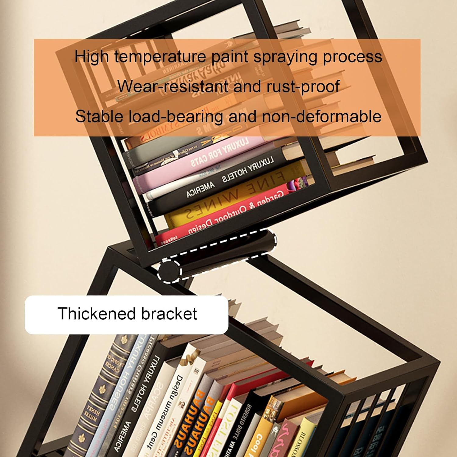 Irregular Geometric Bookshelf, Metal Decorative Storage Shelving, Modern Freestanding Display Shelves Bookcase, Tall Book Shelf Unit for Living Room Bedroom(183cm/72in)