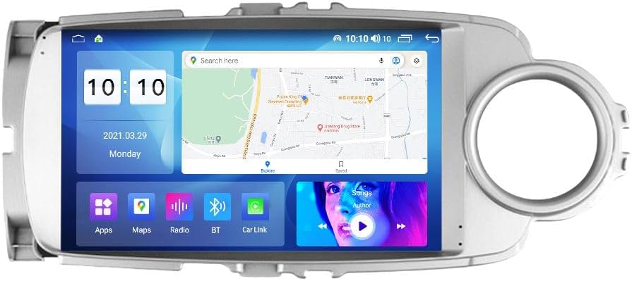 Android Car Stereo for Toyota Yaris 2012-2017 RHD,9 inch IPS Touchscreen with Upgrade Wireless CarPlay & Android Auto,WiFi/GPS,Support SWC and Subwoofer,4-Core 2G+32G