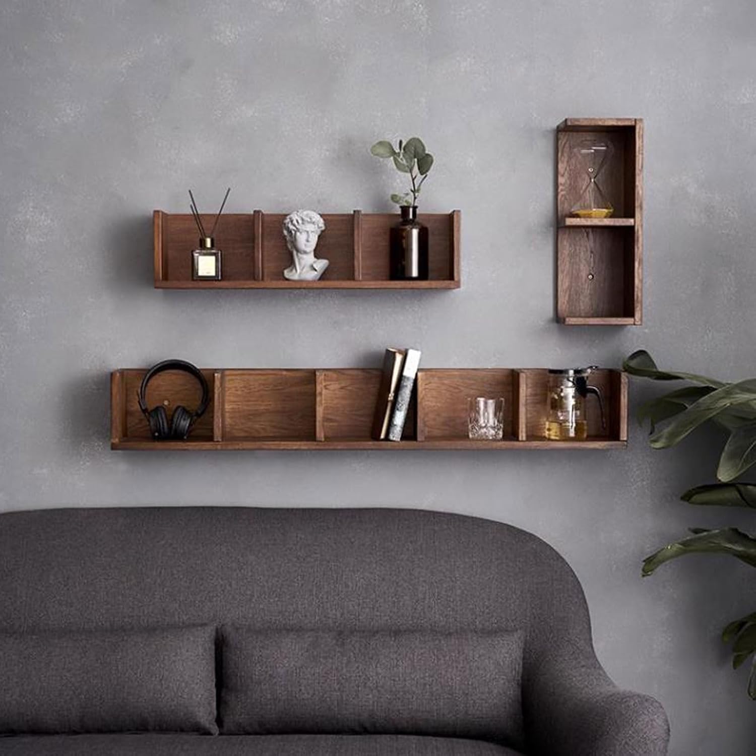 Floating Wall Shelves Rustic Wall Mount Floating Shelves, Cube Multi Grid Display Case Floating Organizer Rack, Farmhouse Style Home Decor for Bathroom, Kitchen, Bedroom, Living Room Shelving Wall Mou