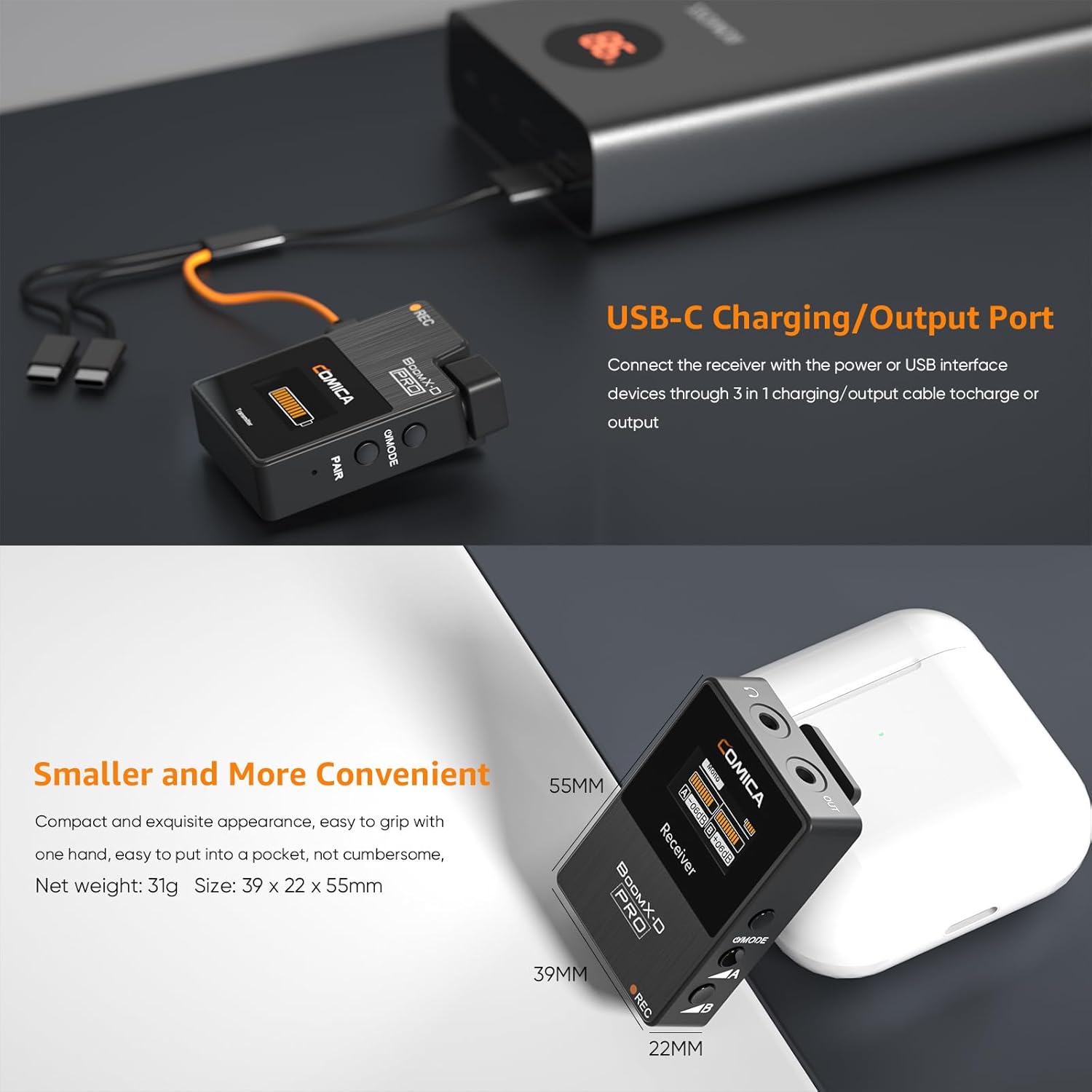 COMICA BoomX-D PRO Wireless Lavalier Microphone, Dual Lapel Mic with Built-in 16GB Recorder, Noise Cancelling & Safety Track, for DSLR Camera, iPhone, Android, PC, Ideal for Vlog, YouTube Recording