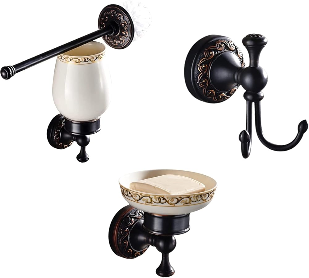 Leyden Bronze Toilet Brush Holder,Oil Rubbed Bronze Soap Dish Wall Mounted