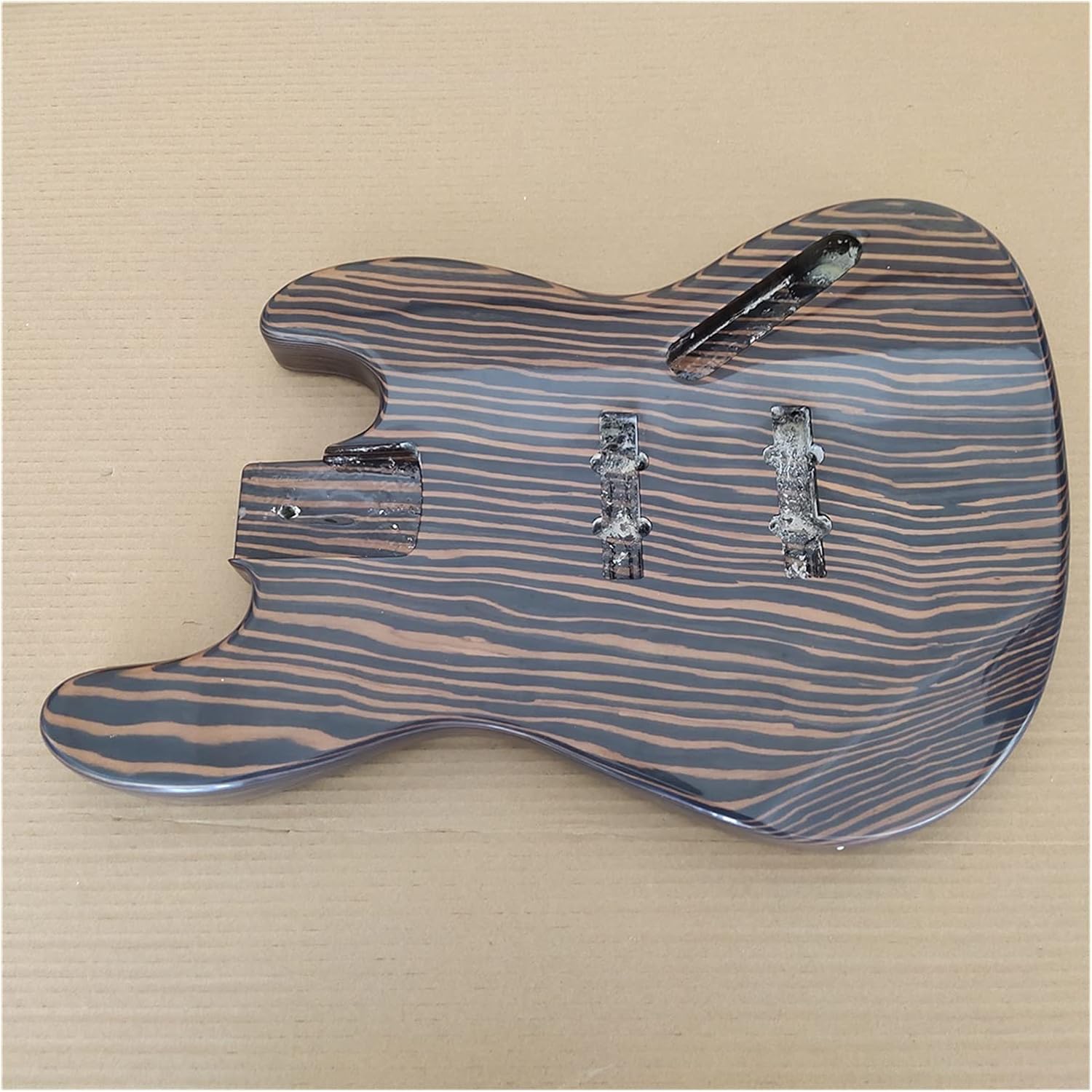 DIY Guitar Kits Finished Zebra Pattern Wood Bass Guitar Body Gloss