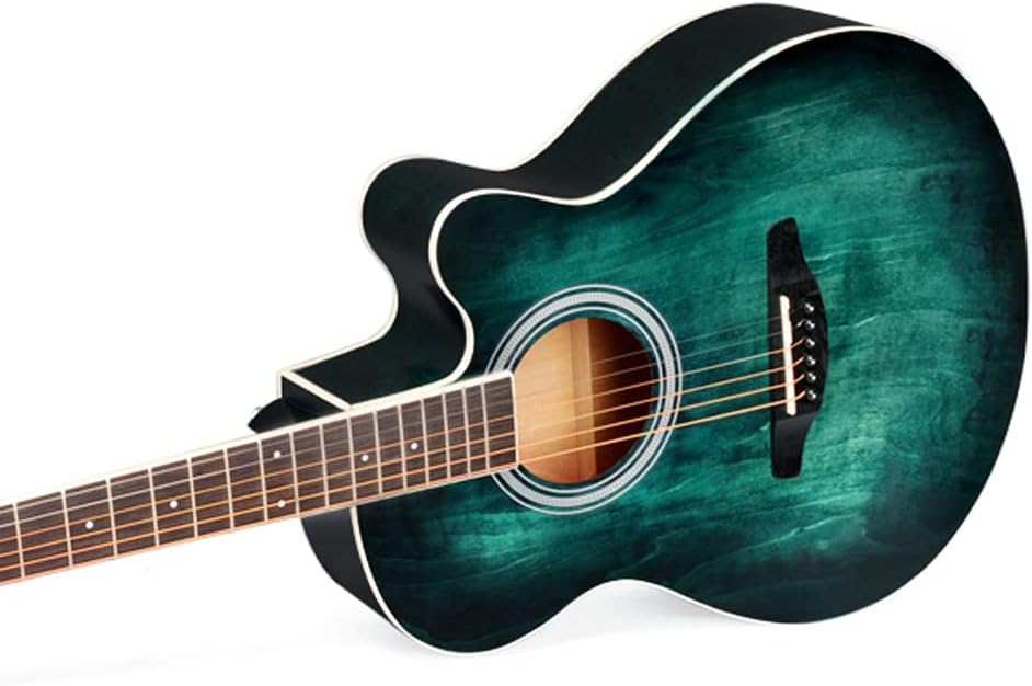 Winzz 40 Inches Acoustic Steel-string Guitar Beginner, Elegant Unique Color Design (Blue-green)