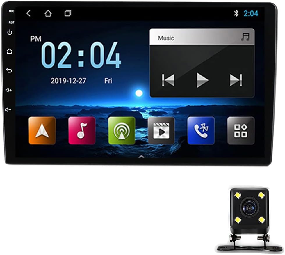 Double Din Car Stereo Compatible with Apple Carplay, 9 Inch Touchscreen FM Car Radio for Toyota Etios with Bluetooth/Backup Camera/Steering Wheel Controls/USB/EQ