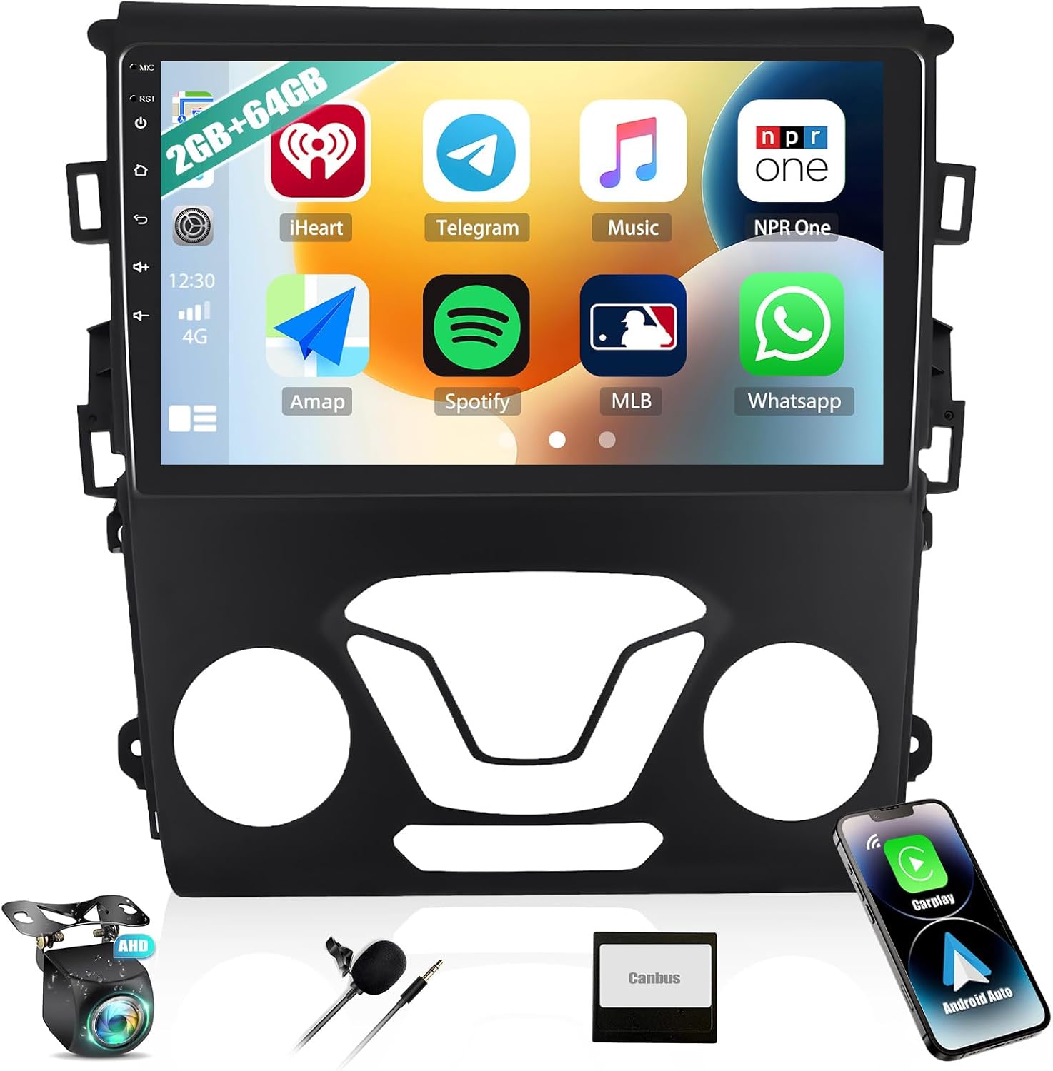 2G+64G Car Stereo for Ford Fusion Radio 2013 2014 2015 2016 with Wireless CarPlay Android Auto Android 13 Head Unit 9