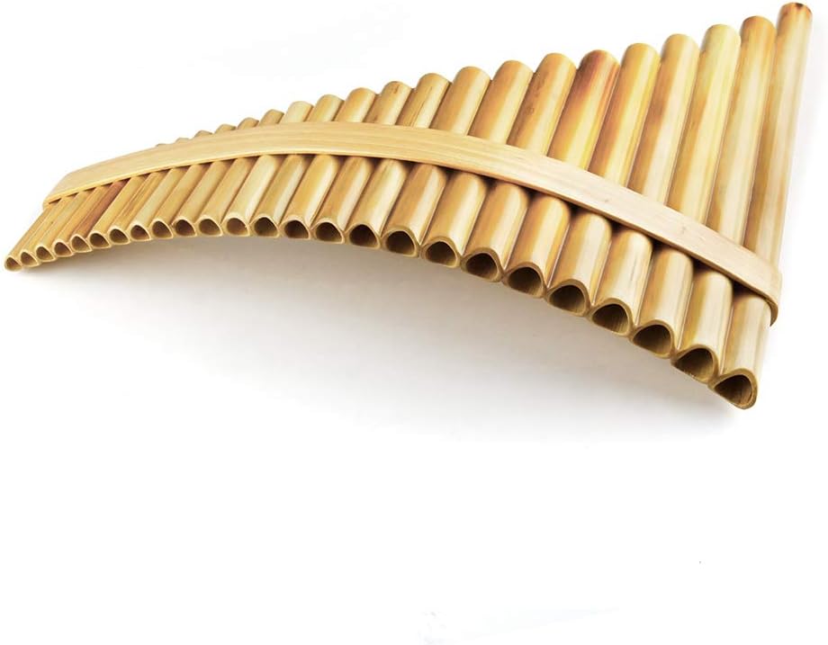 Upscale Romanian Folk Instrument Natural Reed Pan Flute Panpipes G Key Wind Pan flute Flauta Handmade (25 Pipes Right Hand, Wood)