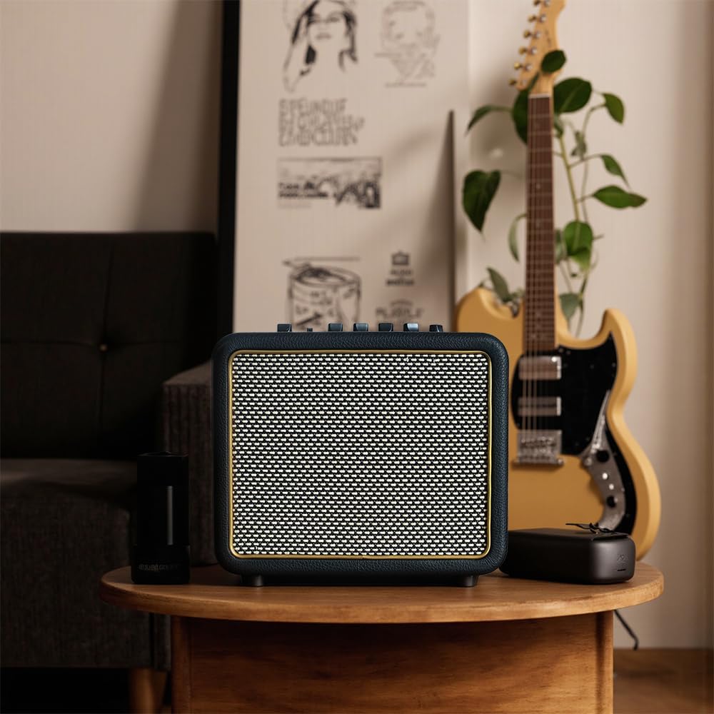 10W Electric Guitar Amp Portable and Rechargeable Guitar Amplifier with 7 Effects for Daily Practice Black