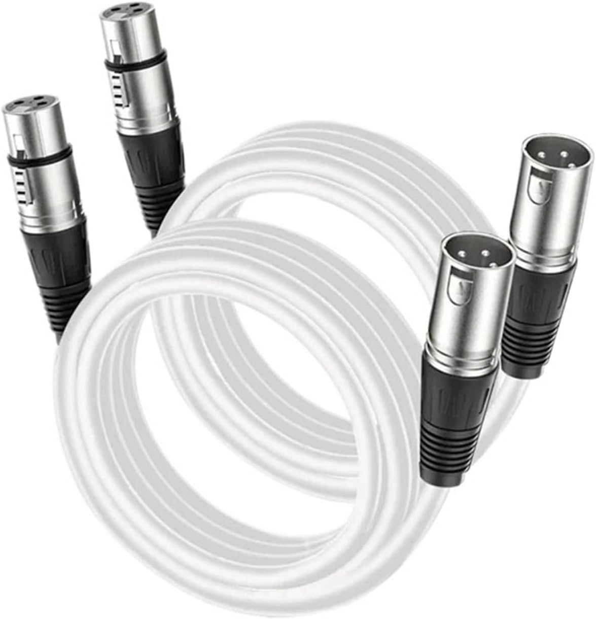 Mic Cord 3-Pin XLR Male to Female Microphone AMP Cable for Speaker PA System Podcast Audio Mixer Studio Monitors Audio Recording(White-Pack of 2,3m)
