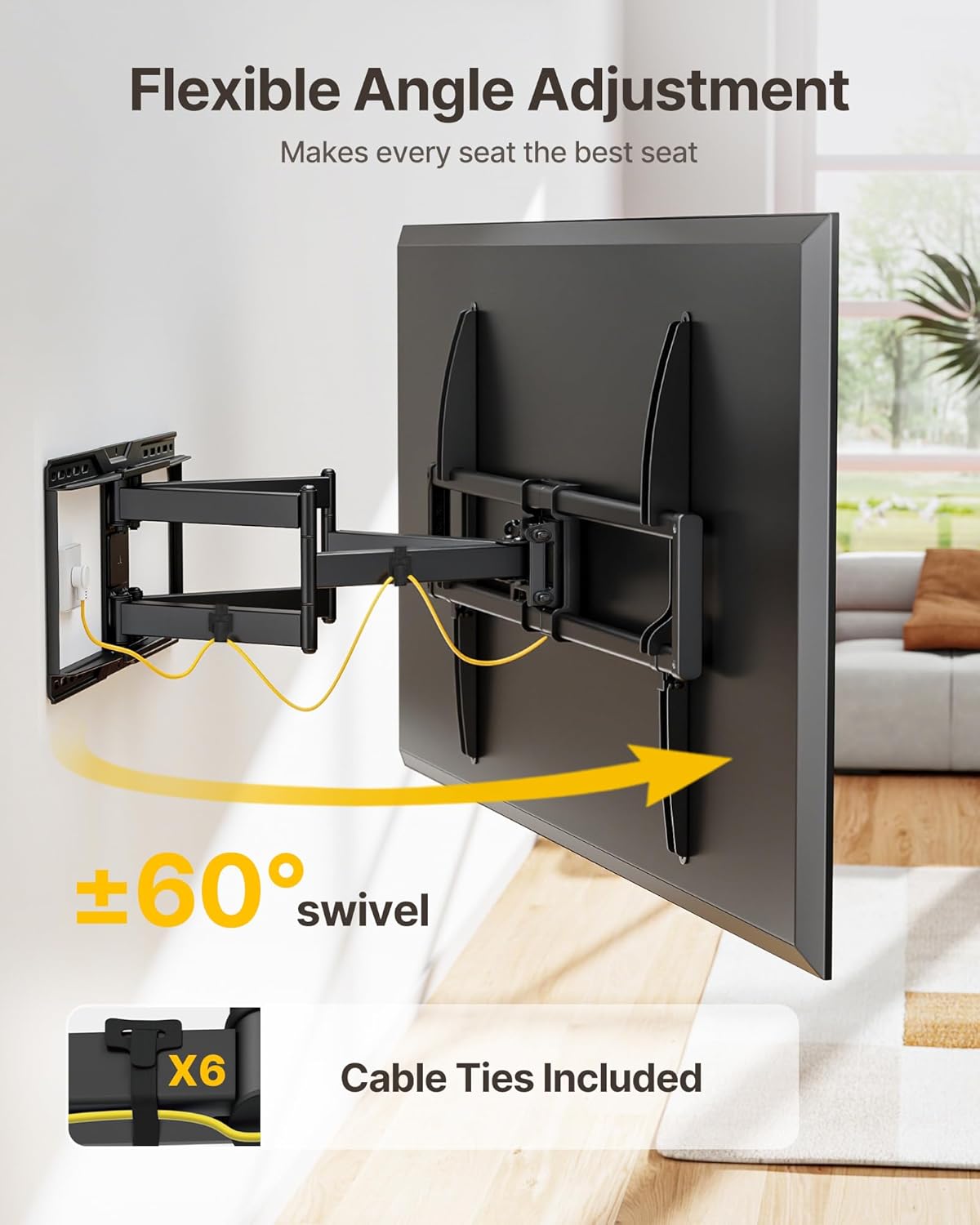 monTEK Heavy-Duty Full Motion TV Wall Mount Bracket for 50–100″ TVs up to 200 lbs – 4X Load Tested, Dual Arm Extension to 25.1″, Tool-Free Tilt/Swivel/Level, Max VESA 900×600, Fits 12/16/18/24