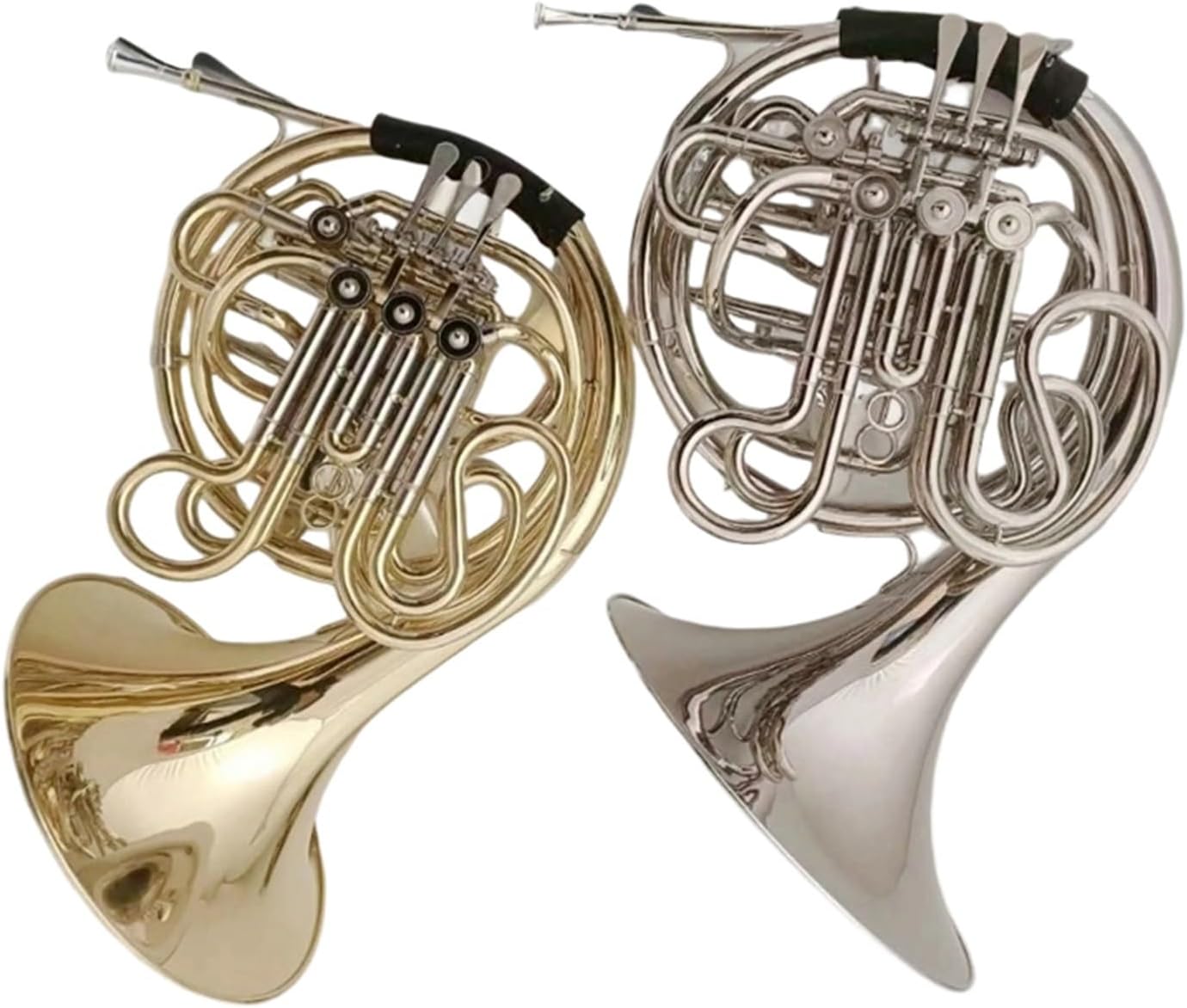 4 Key French Horn Suitable For Beginners And Adults Four Key Double Row French Horn Conjoined Pitch Changing Instrument(Gold)