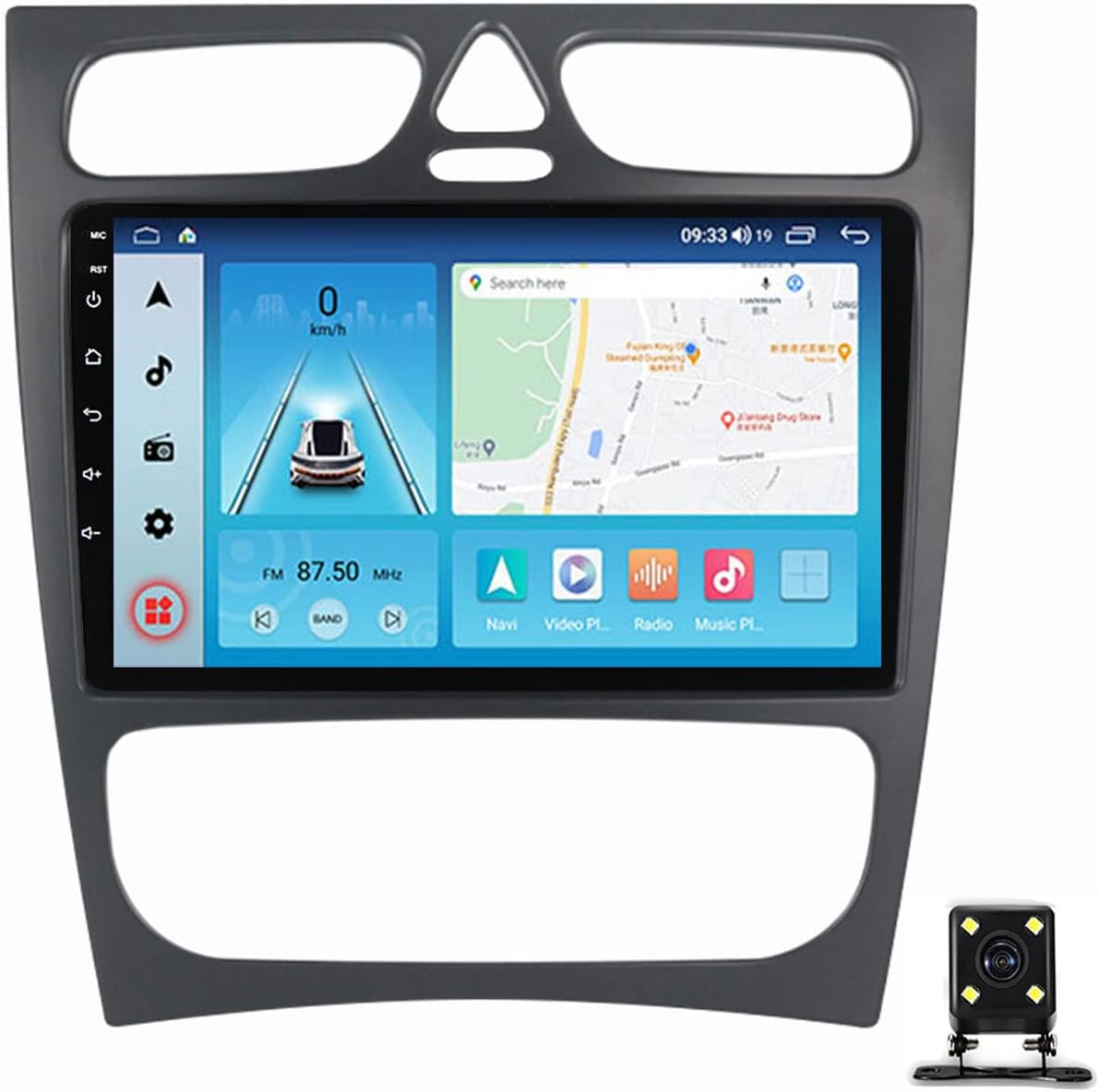 Double Din Car Stereo with Bluetooth 9 Inch Touchscreen Car Audio Receiver for Benz CLK W209/W203/W208/W463 FM/AM RDS Car Radio Support Mirror Link/Carplay/Android Auto/USB/DSP