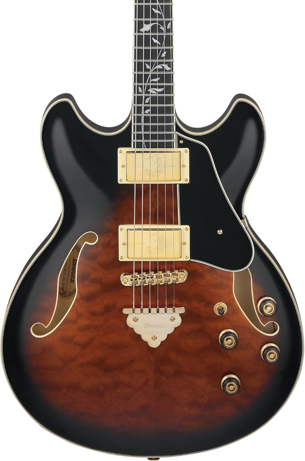 Ibanez AS93QMSP Artcore Expressionist 6-String Right-Handed Electric Guitar with Quilted Maple Body and Macassar Ebony Fingerboard (Dark Brown Sunburst)