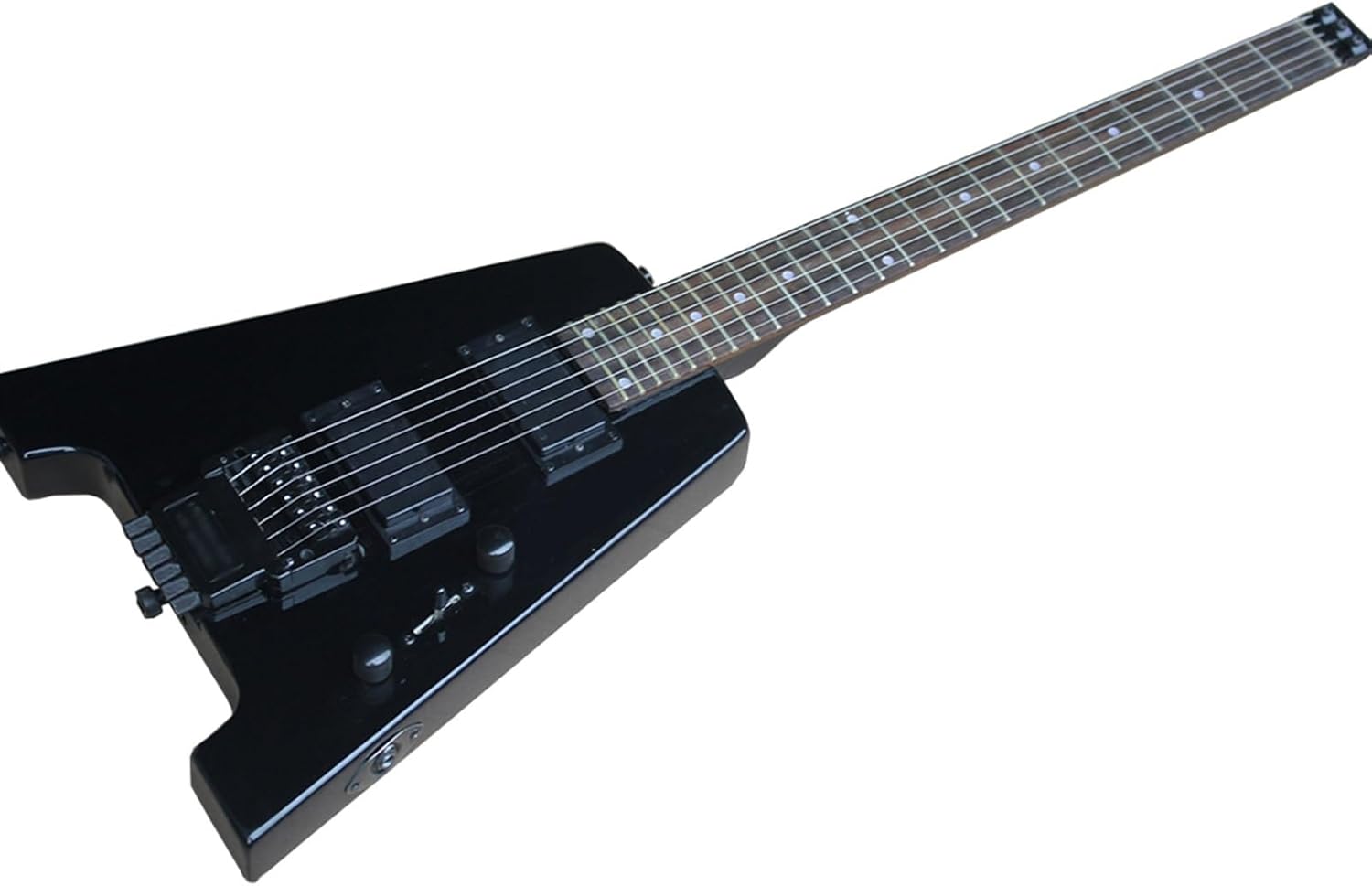 VENEKA Headless Electric Guitar Black 6 Strings 24 Frets Headless Electric Guitar with Rosewood Fretboard