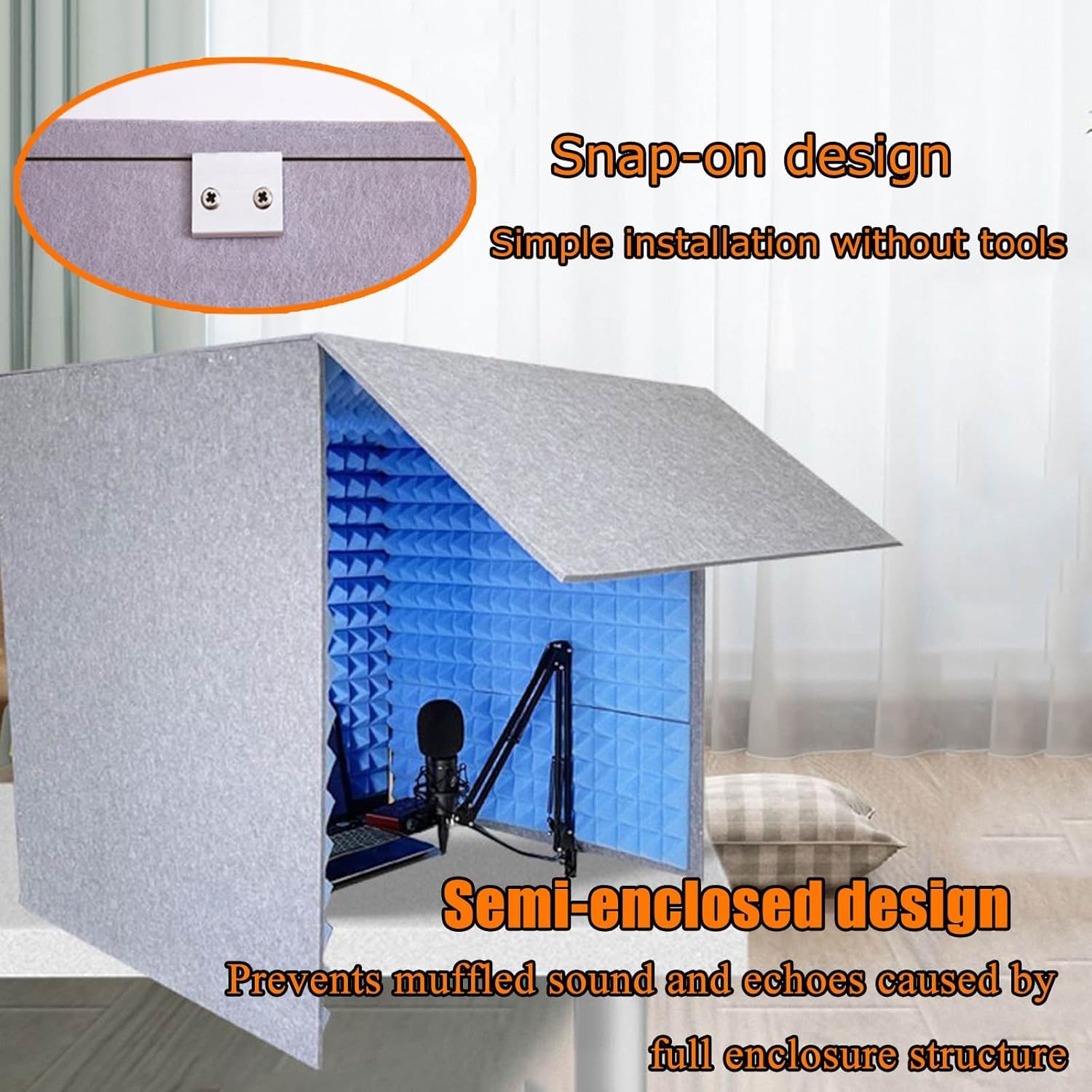 Desktop Soundproof Enclosure, Microphone Soundproof Room, Portable Recording Studio, for Dubbing Learning (Purple)