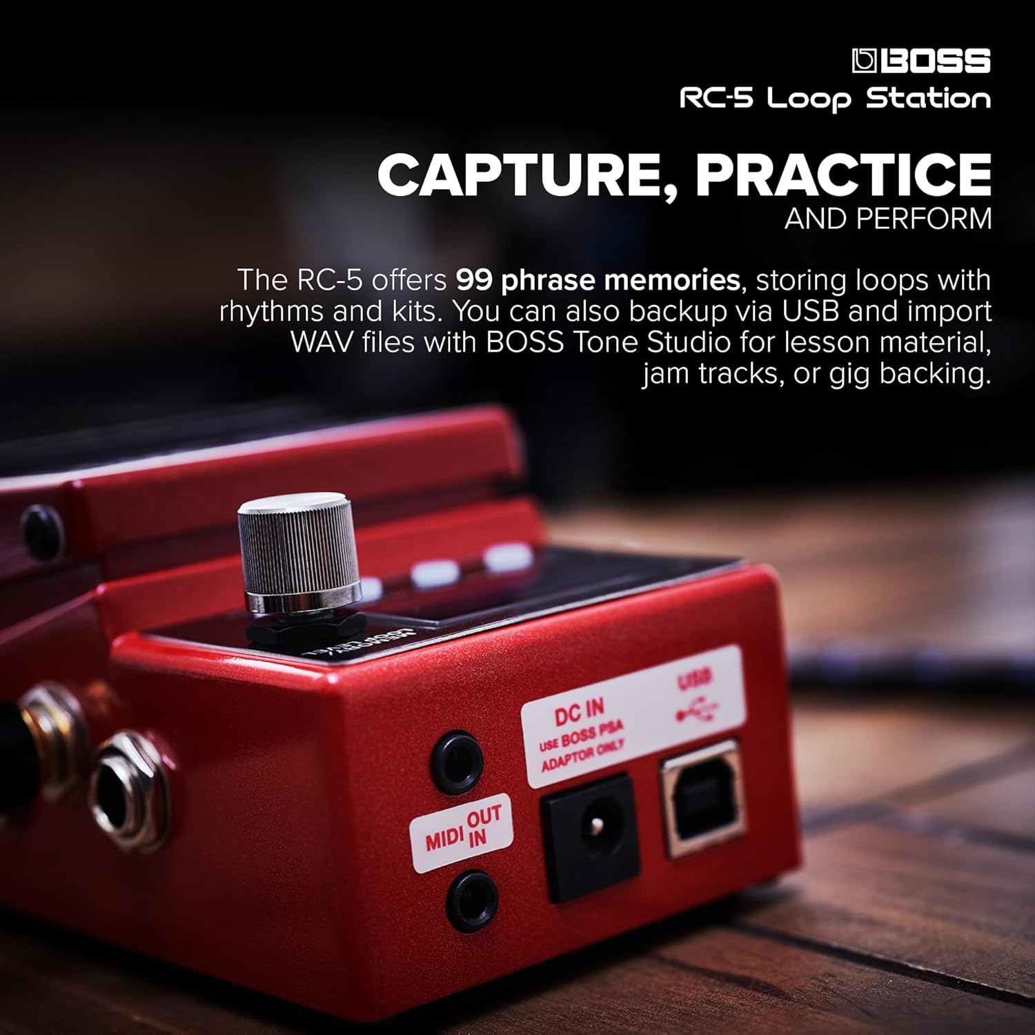 BOSS RC-5 Loop Station | Advanced Looping Features in a Compact Pedal | 32-Bit AD/DA and 32-bit Floating-Point Processing | 13 Hours Record Time | Multi-Color LCD | MIDI/IO & USB Connectivity