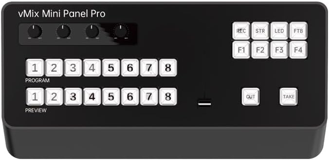 VMix Mini Panel Pro, Professional Video Production Control Surface, 16 Program/Preview Buttons, 4 Function Keys, Black