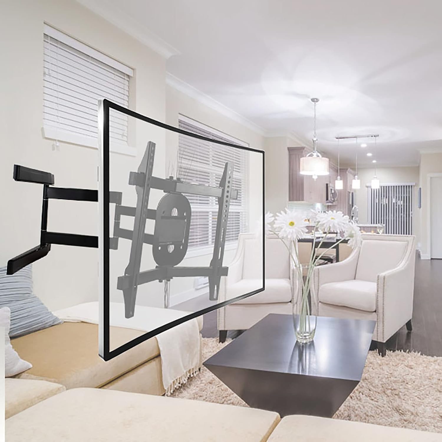 TV Stand,tv Wall Mount TV Mount,Adjustable TV Wall Bracket,Fits Most 32-65 Inch LCD Curved TVs,with Loading 77lbs,Can Tilt,Swivel,Telescopic,Save Space