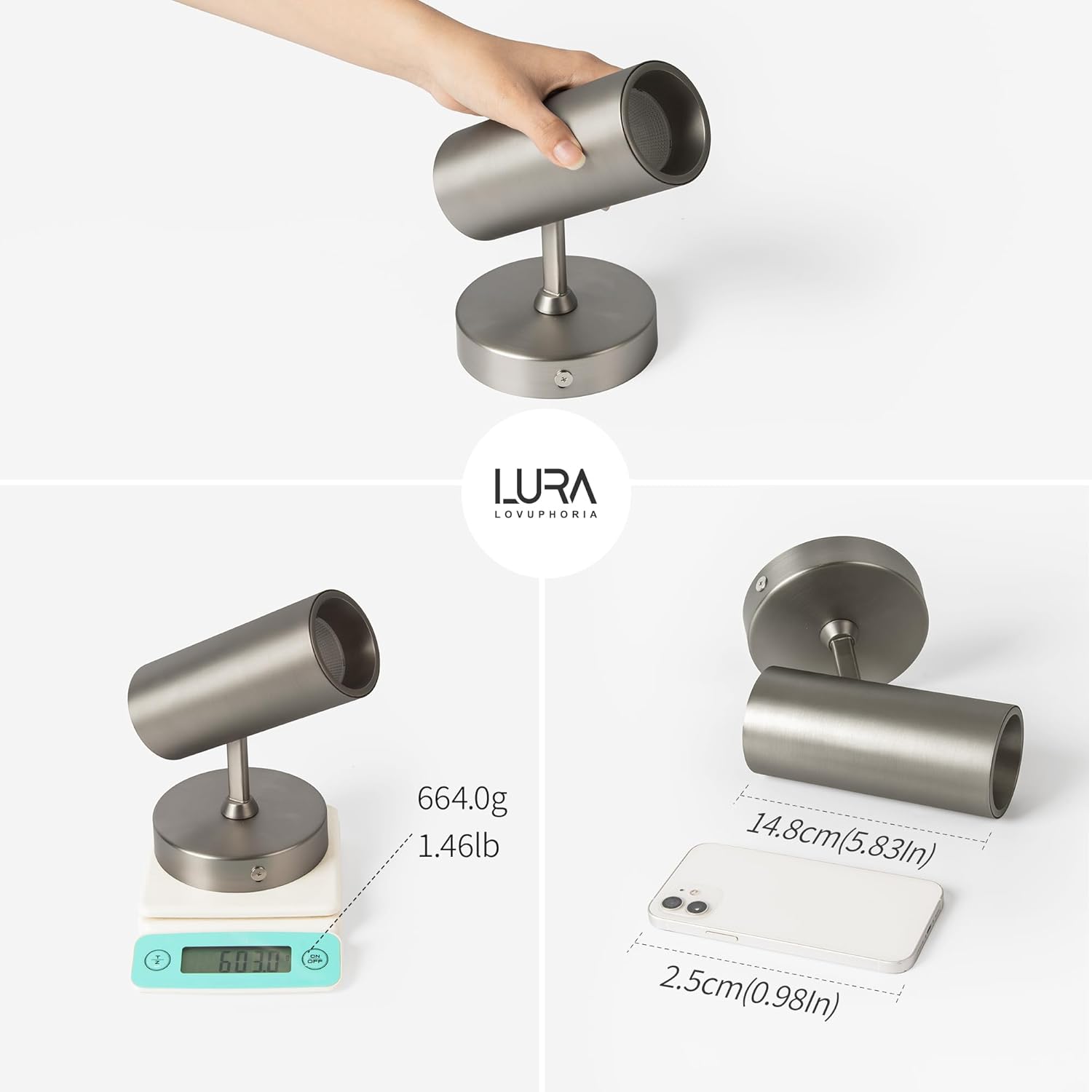 Spotlight Dimmable Ceiling Spot Lights Indoor LED Art Light 12W Accent Lighting for Home Corridor Living Room Bedroom, 3000K CRI97+ Brushed Nickel Finish