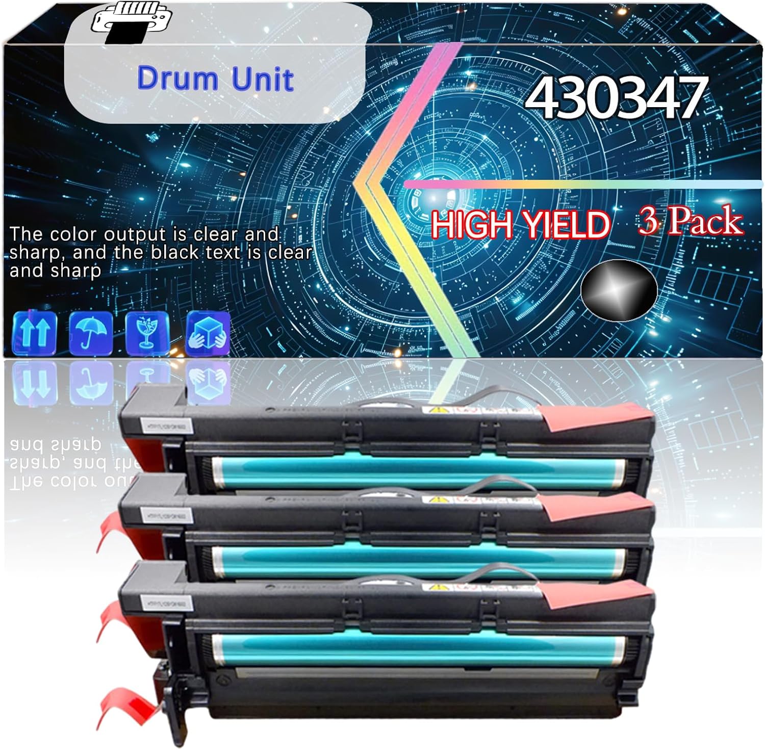 430347 Compatible for Ricoh 4420L 4420NF 4430L 4430NF Printers, Replacement Drum Unit High Yield Printer Accessories (3 Pack Black)
