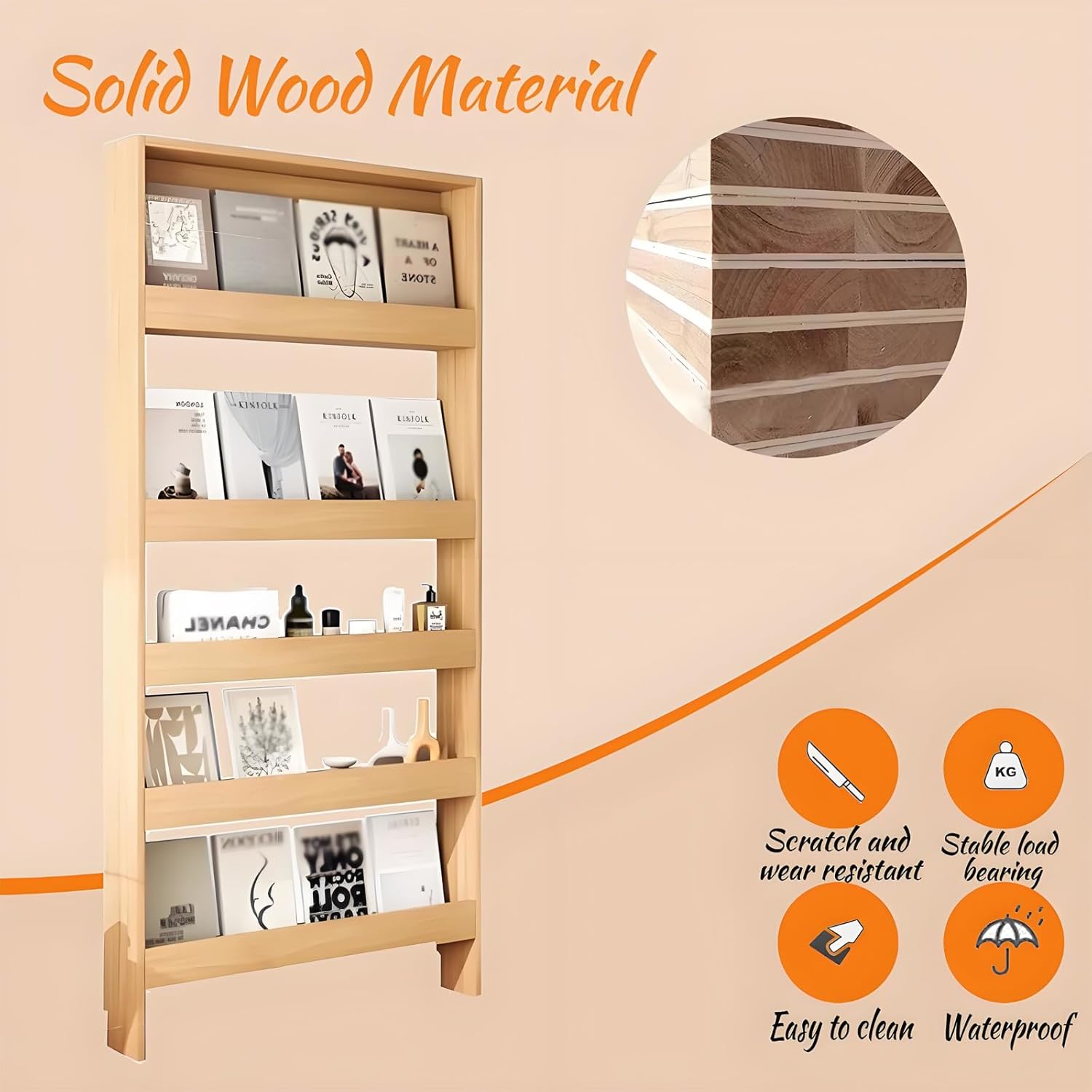 LINLIUA Behind The Door Bookshelf, 5 Shelf Behind Door Shelves with Storage, Space-Saving Wall Mount Narrow Bookcase Cabinet for Living Room Bedroom Children's Room