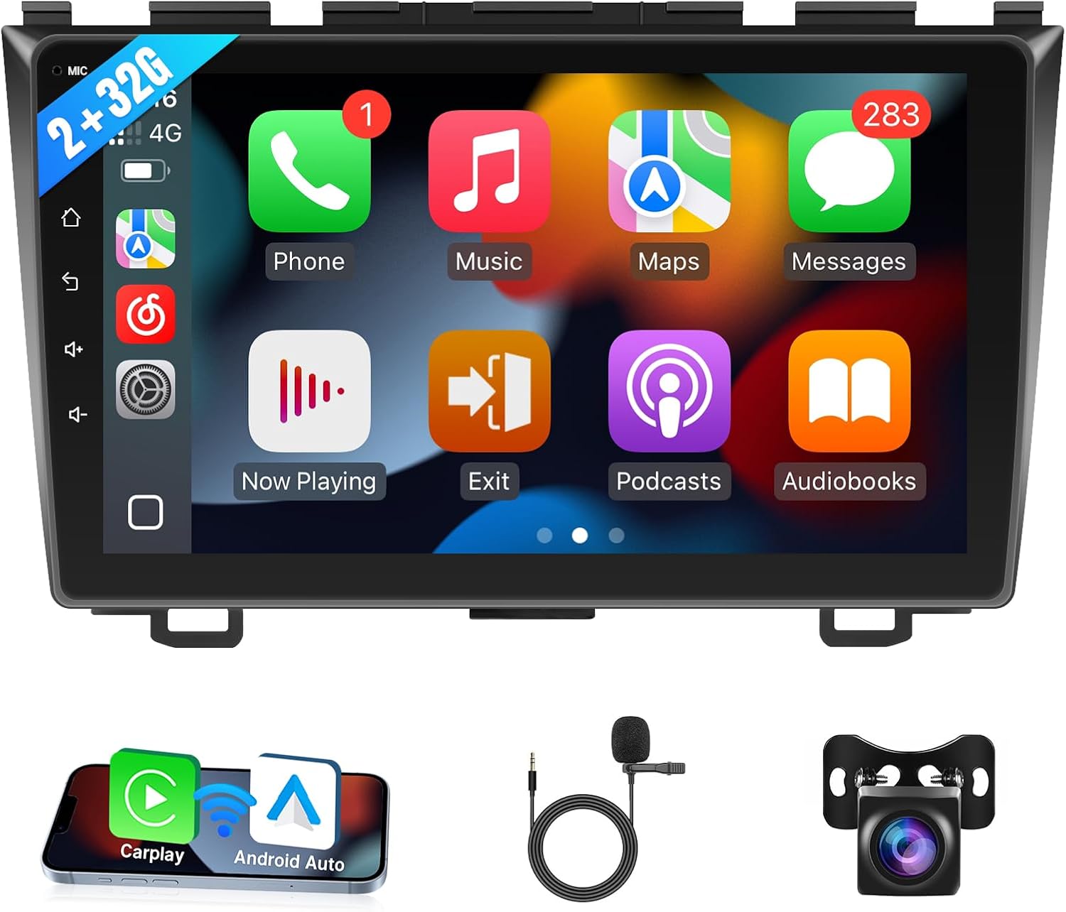 Leadfan Car Stereo Radio for Honda CRV 2007 2008 2009 2010 2011 with Wireless CarPlay Android Auto, 9 Inch Touch Screen, Bluetooth,GPS,WiFi,SWC,Backup Camera, 2G+32G (for Honda CRV 2007-2011)