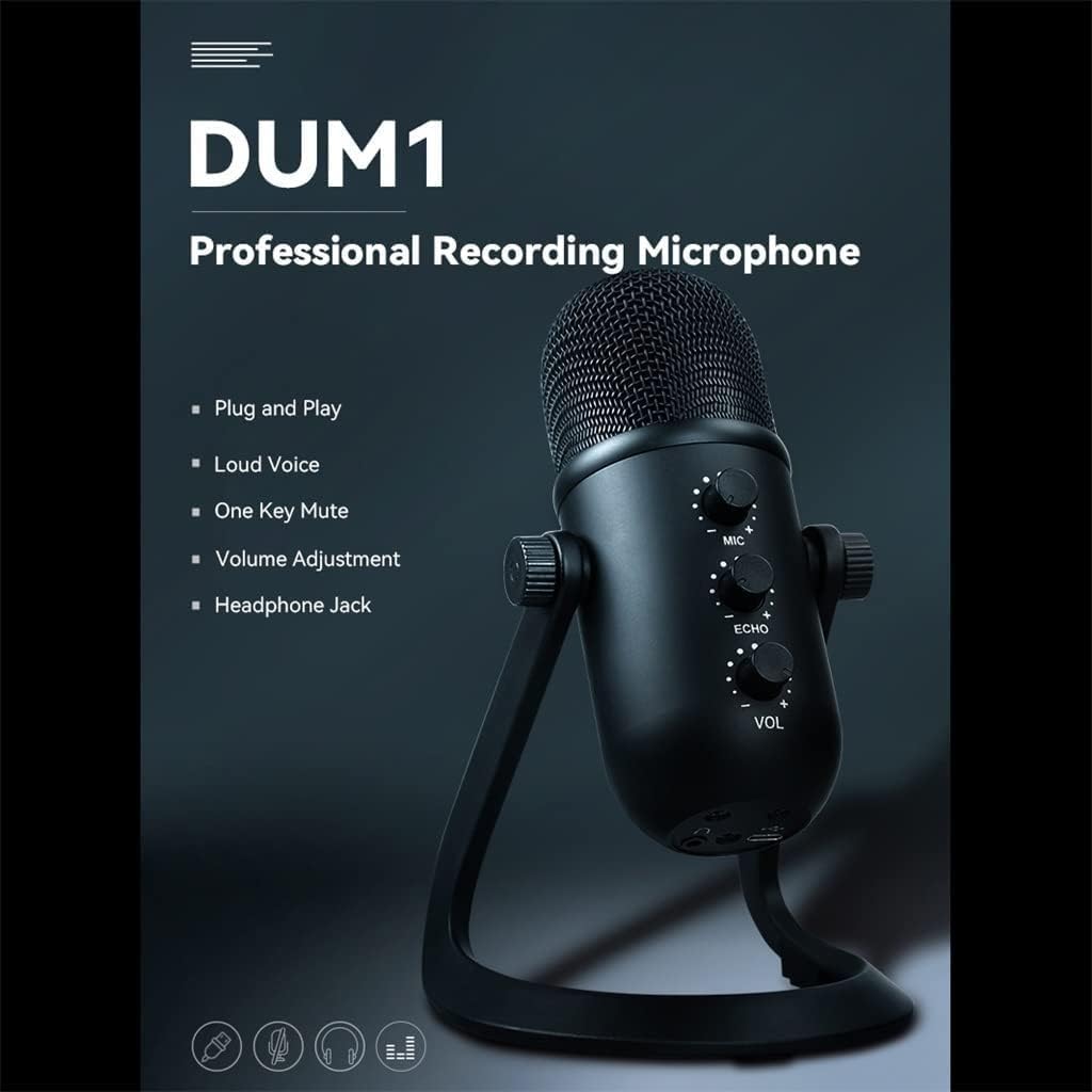 Professional Condenser Microphone Studio USB Microphone Suitable for PC/Phone Video Singing Recording Microphone Stand