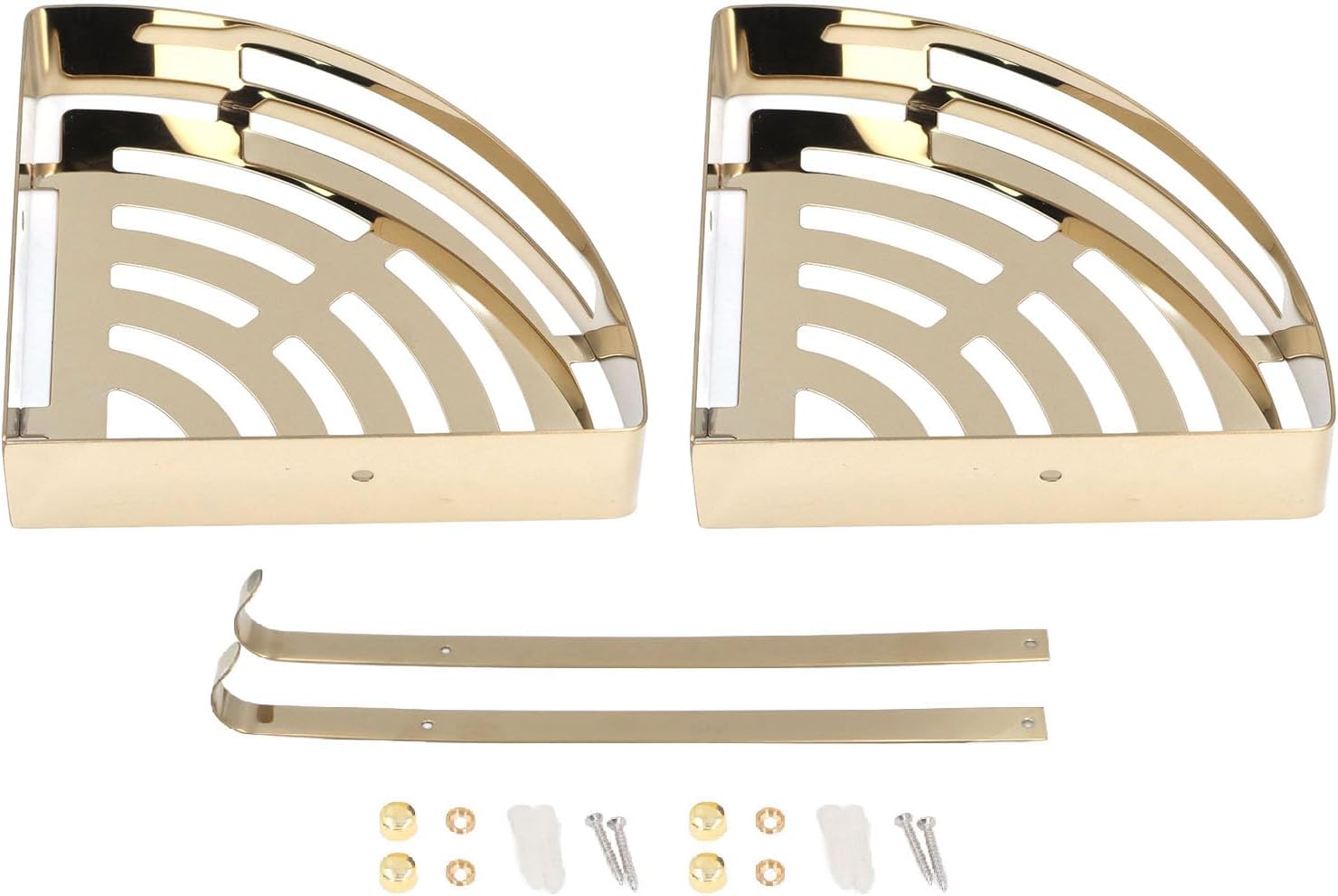 Stainless Steel Corner Shower Shelves, Wall Mounted Bathroom Organizers Double Layer - Space Saving Design, Ideal for Shampoo and Toiletries Storage (2 Tier)