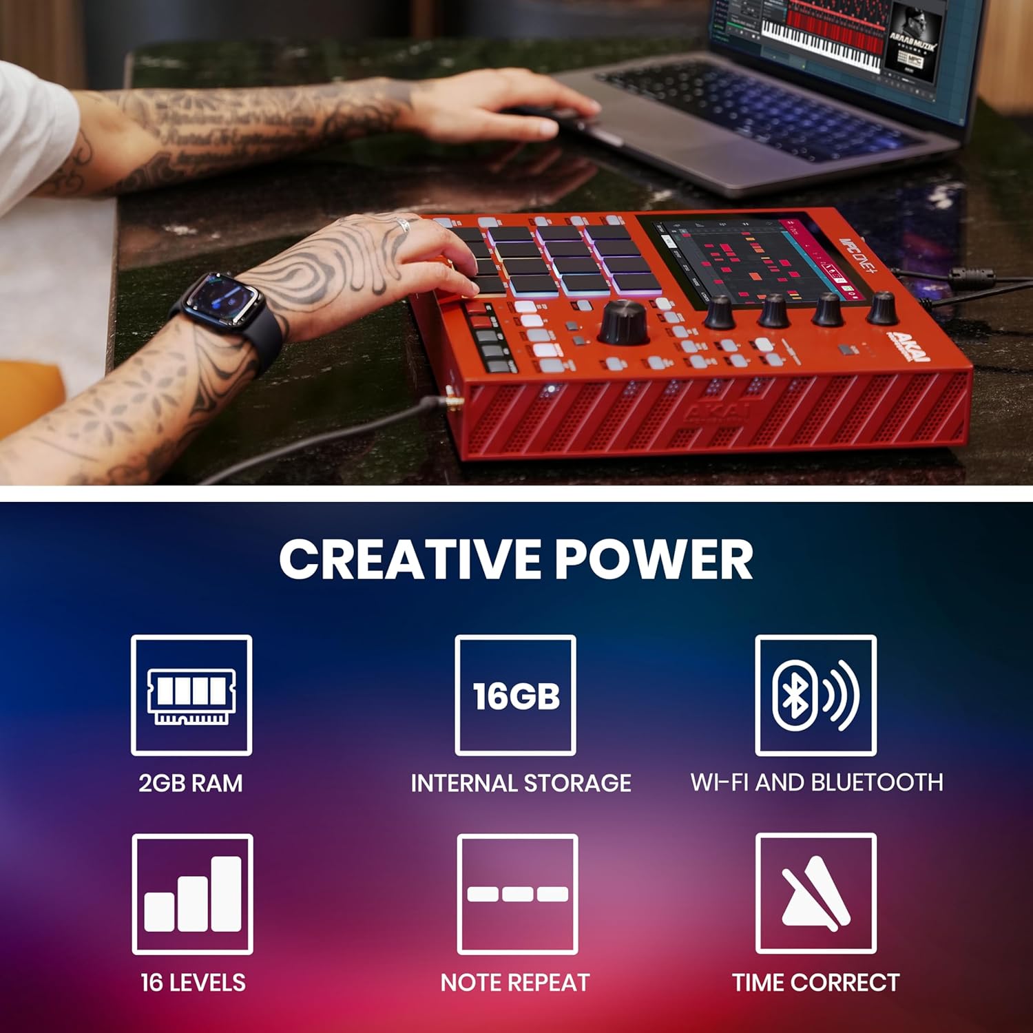 Akai Professional MPC One+ Standalone Drum Machine, Beat Maker and MIDI Controller with WiFi, Bluetooth, Drum Pads, Synth Plug-ins, Touchscreen, and Native Instruments Integration