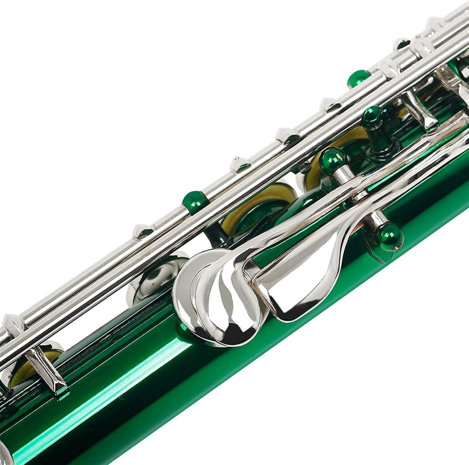 Flute Kit Cross Flute 16 Holes Closed Hole Green Transverse Flute C Tone Cupronickel Woodwind Musical Instrument with Accessories Intermediate Flute