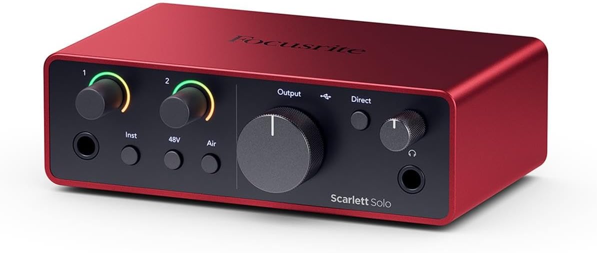 Focusrite Scarlett Solo Studio 4th Gen Recording Bundle, Red (Renewed)