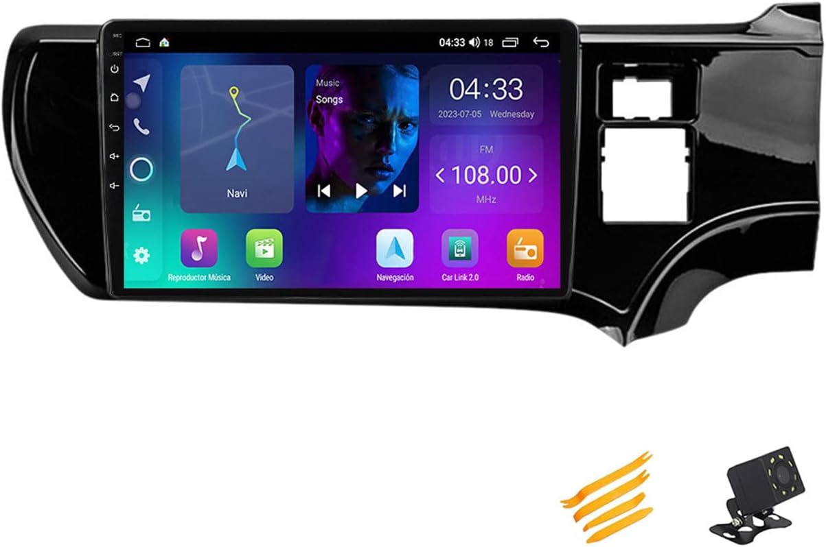 Android 13 Car Stereo Bluetooth Car Play 2 DIN Touch Screen Compatible with Toyota Aqua 2011~2017 9In QLED Display Car Radio with Navigation Android Auto FM RDS SWC,4 Core NF1 1G+32G