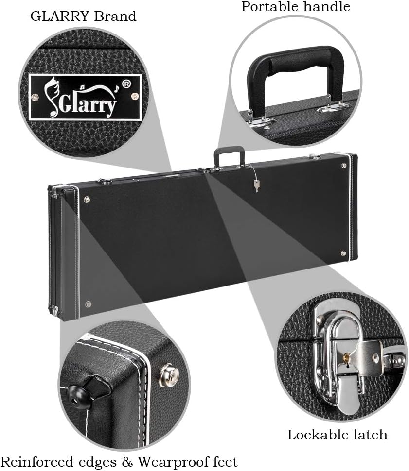 Vasitelan Electric Guitar Hard Case,Hardshell Guitar Case for standard Electric Bass, Black