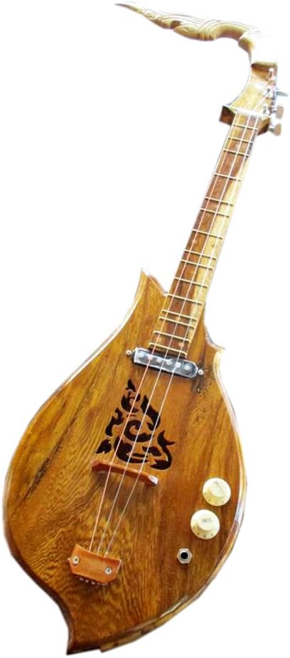 Isarn Acoustic Electric Phin 3 Strings, Thai Lao Guitar Musical Instrument, Traditional Thai Musical Pin51