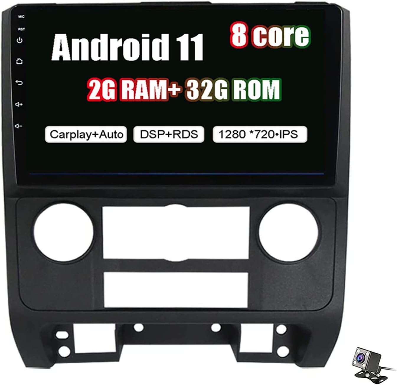 9 Inch Double Din Car Stereo Android 11 Car Radio DVD Player Auto GPS Radio Multimedia Player Head Unit for Ford Escape 2007-2012 Support RDS FM USB DSP Carplay DAB+ WiFi Bluetooth