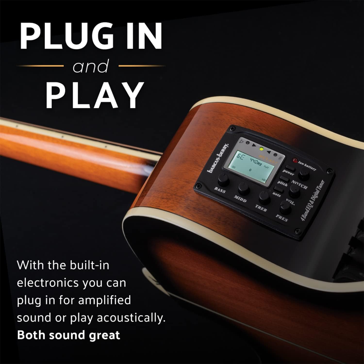 Washburn Festival EA15 Acoustic Electric Cutaway Guitar Bundle with Flame Maple Veneer Top, Includes Strap, Picks, Clip-On Tuner and Extra Set Of Strings (EA15ATB-BNDL)