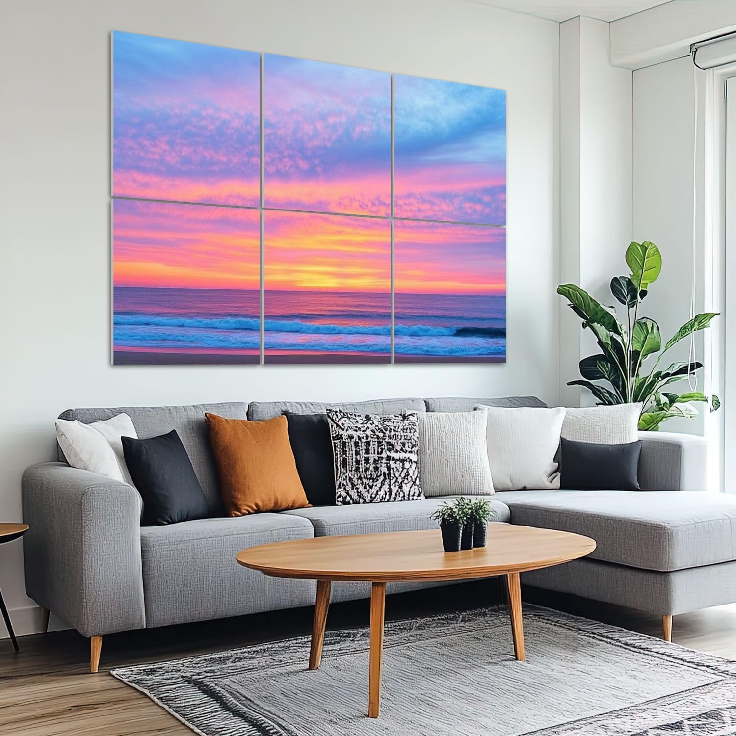 6 Pack Art Acoustic Panels Sound Absorbing Evening Sky Dramatic Clouds Sea Nature Pictures Sunset Ocean Waves Decorative Soundproof Wall Panels Self Adhesive for Recording Studios Office 72