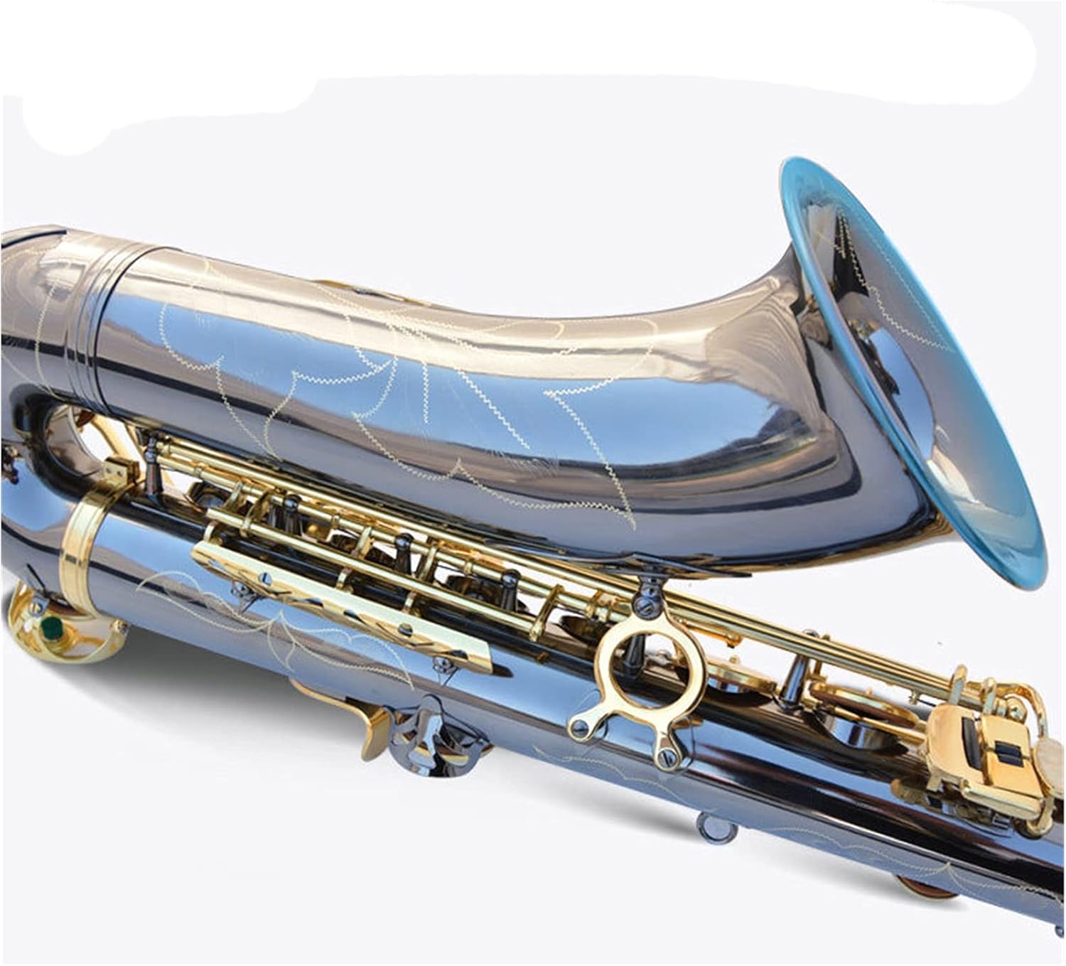 Saxophone Straight Black Nickel Gold B Flat Double Bond Tenor Saxophone Key Type Woodwind Instrument
