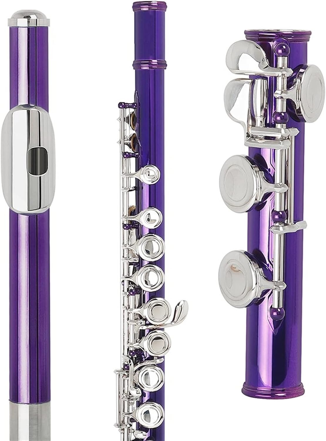 Flutes Flute Nickel Plated 16 Holes C Key Cupronickel Flute Woodwind Instrument with Case