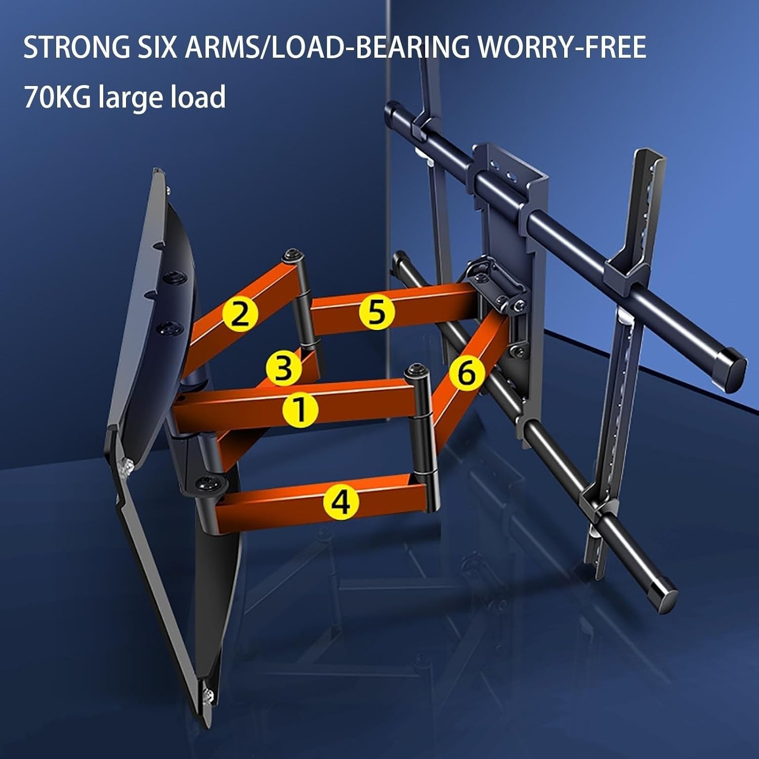 TV Bracket Articulated TV Wall Mount - TV Wall Mount - for 55-90 Inch Flat Curved LED LCD Screens, Tilting and Rotating Support, 800x600mm(