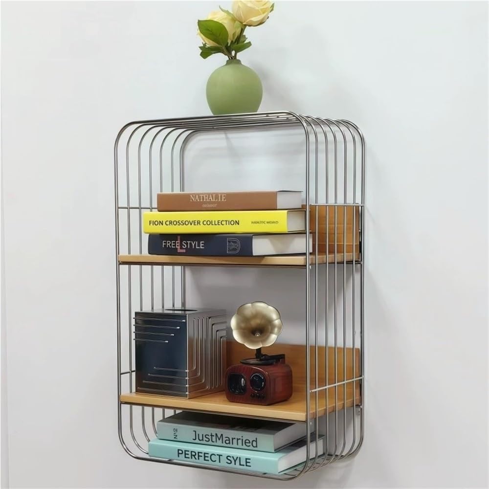 Multifunction Floating Wall Shelves with Multi-Layer Design, Square Metal Wall Mounted Shelf Rack for Bathroom Bedroom Office Kitchen Storage Display